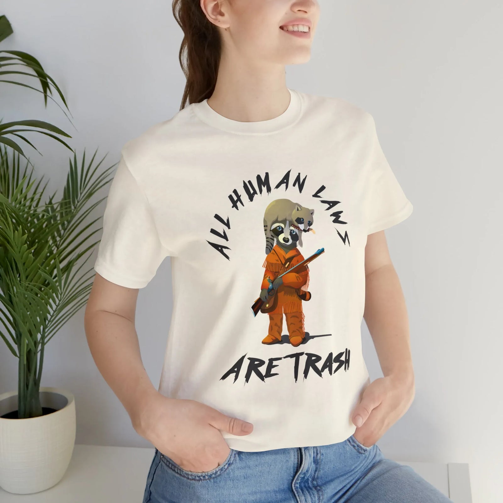 All Human Laws Are Trash Raccoon T-Shirt