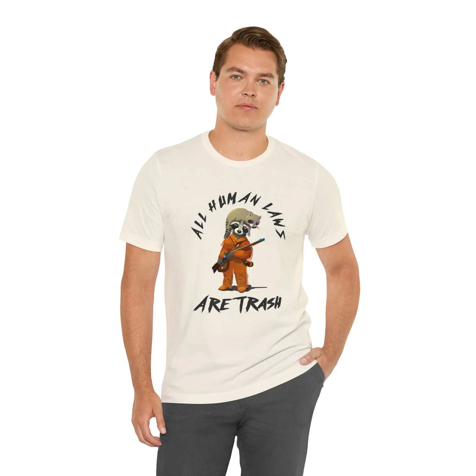 All Human Laws Are Trash Raccoon T-Shirt