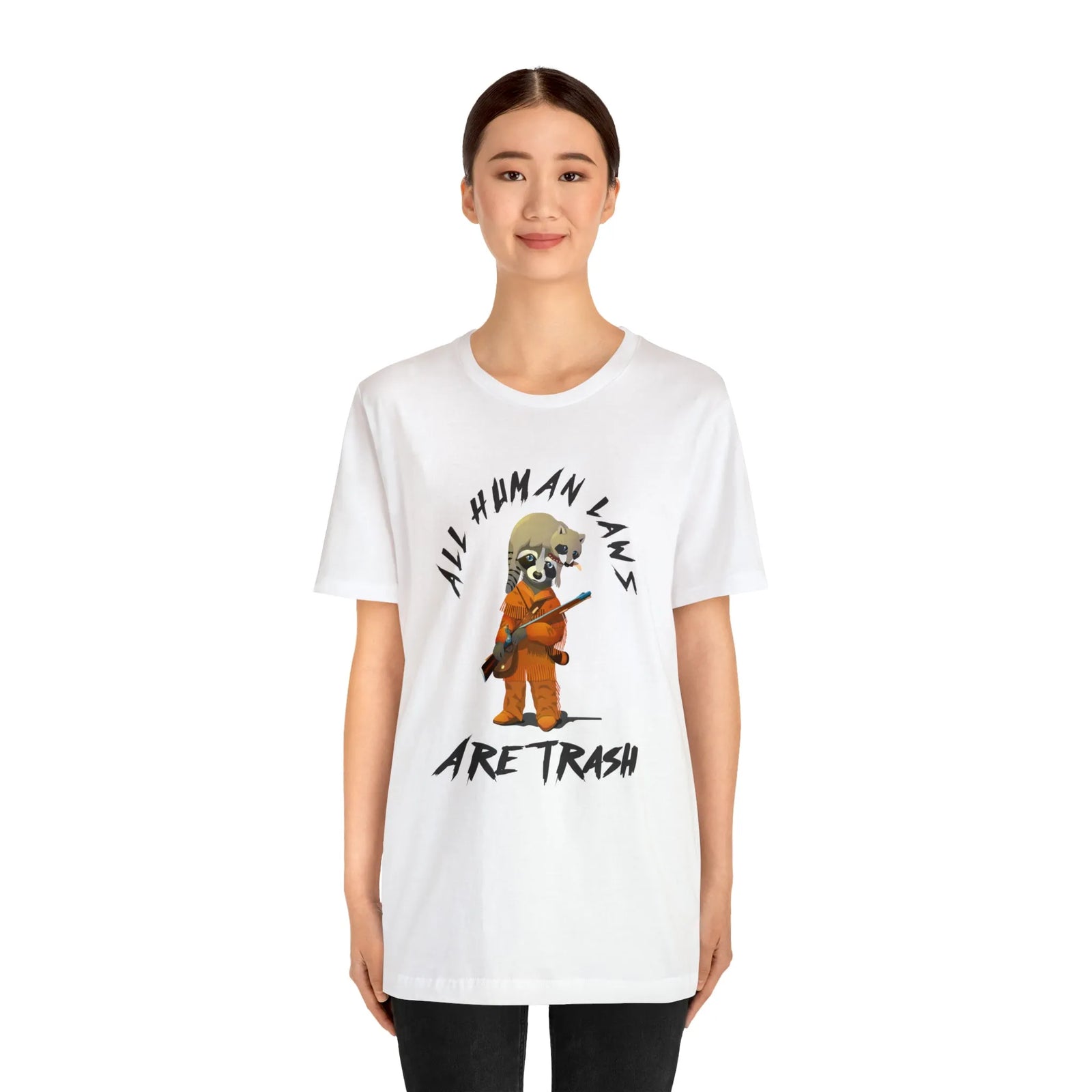 All Human Laws Are Trash Raccoon T-Shirt