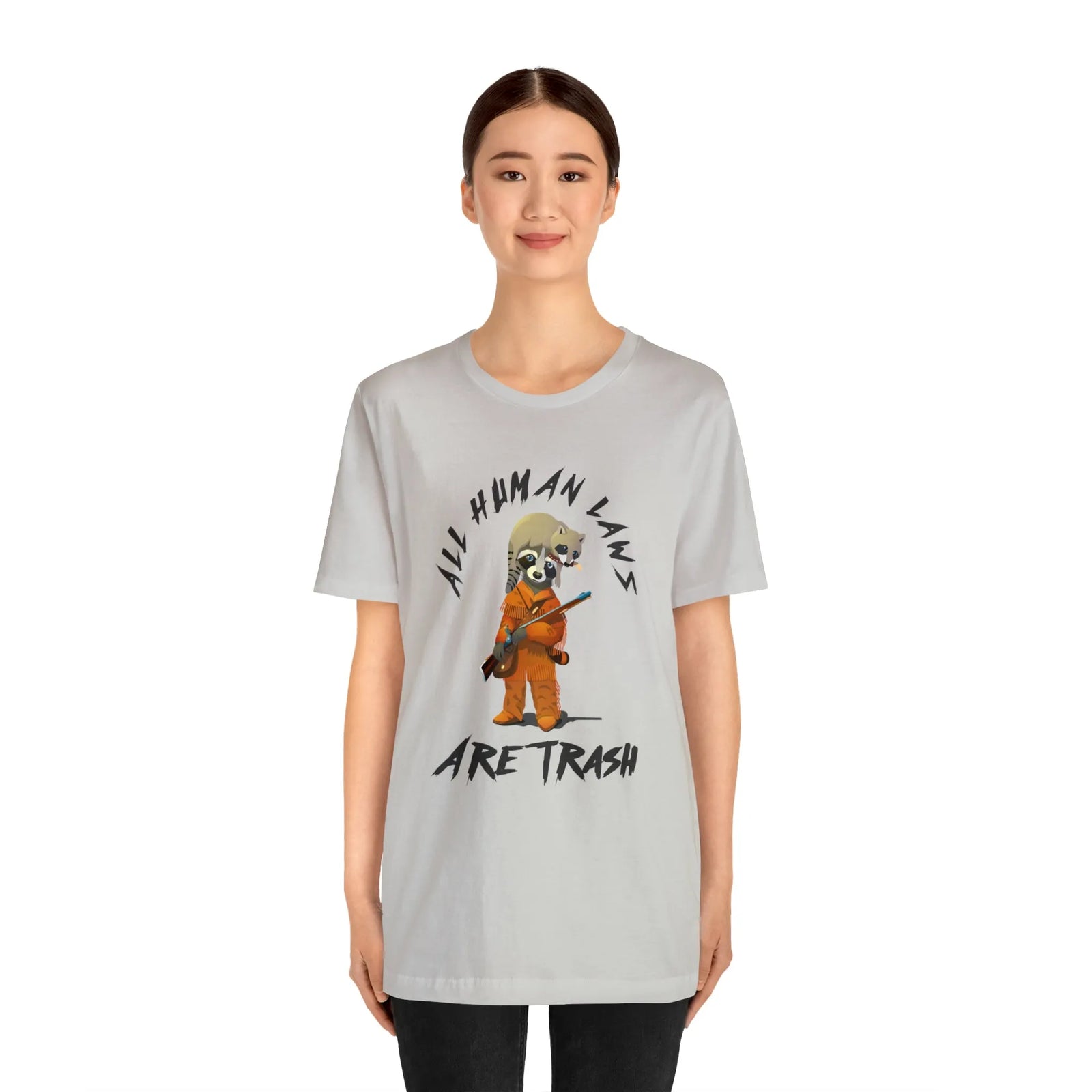 All Human Laws Are Trash Raccoon T-Shirt