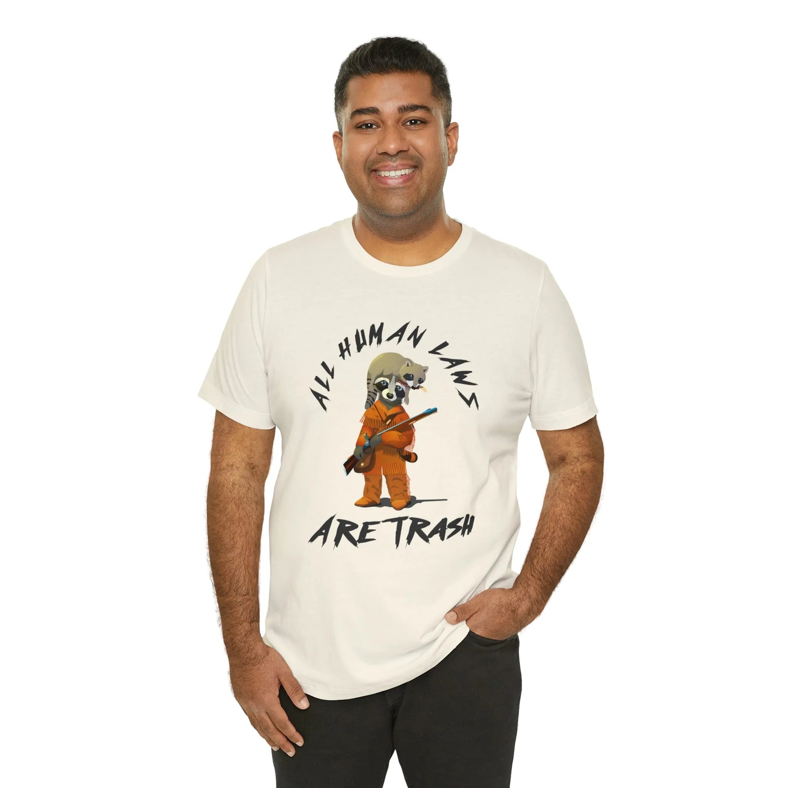 All Human Laws Are Trash Raccoon T-Shirt