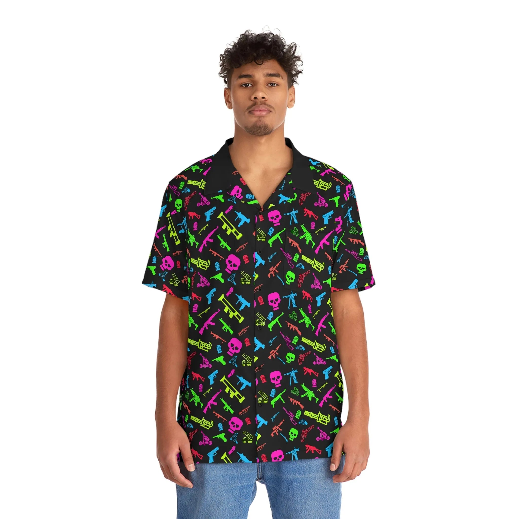"Aloha to Arms" - Retro Neon Firearms Hawaiian Shirt