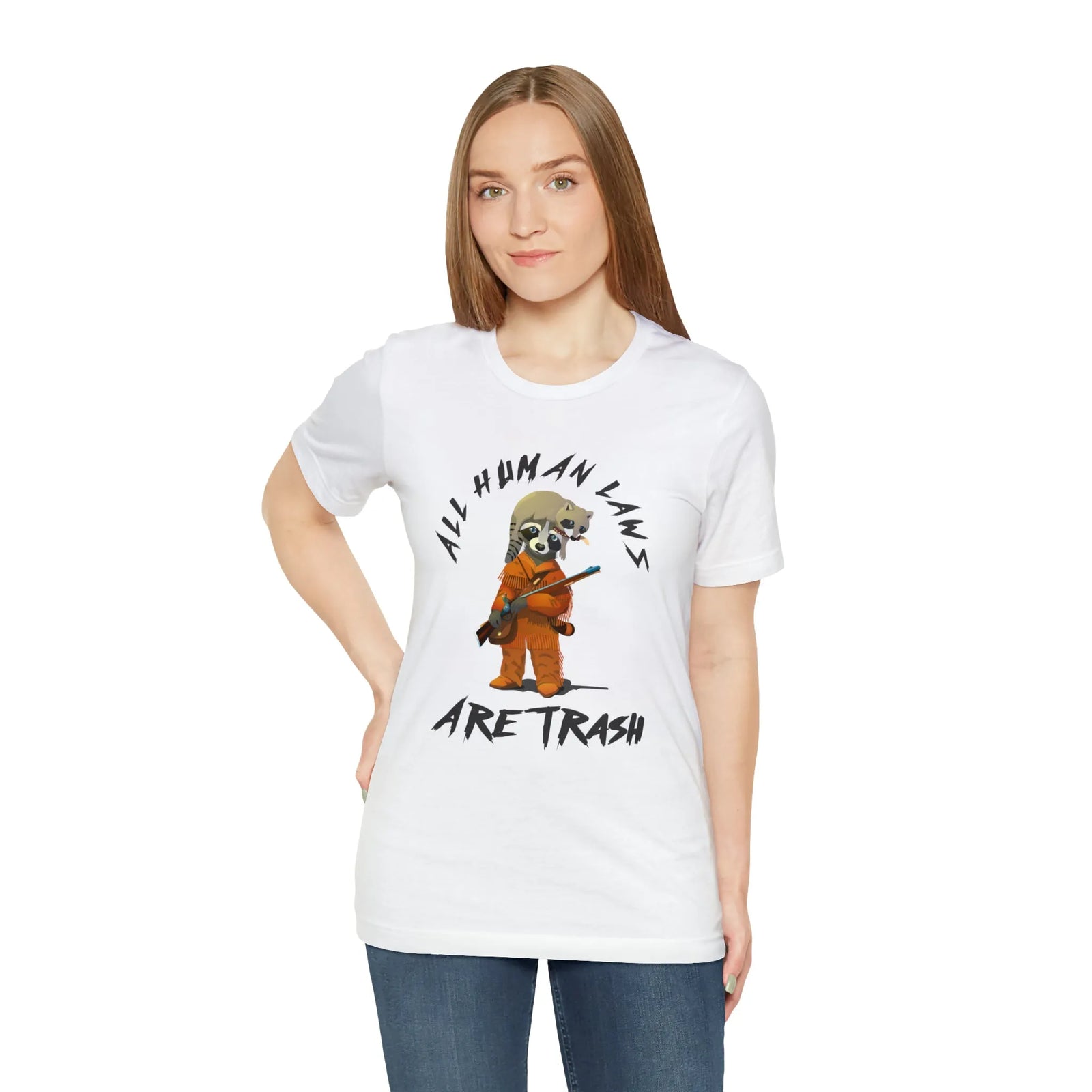 All Human Laws Are Trash Raccoon T-Shirt