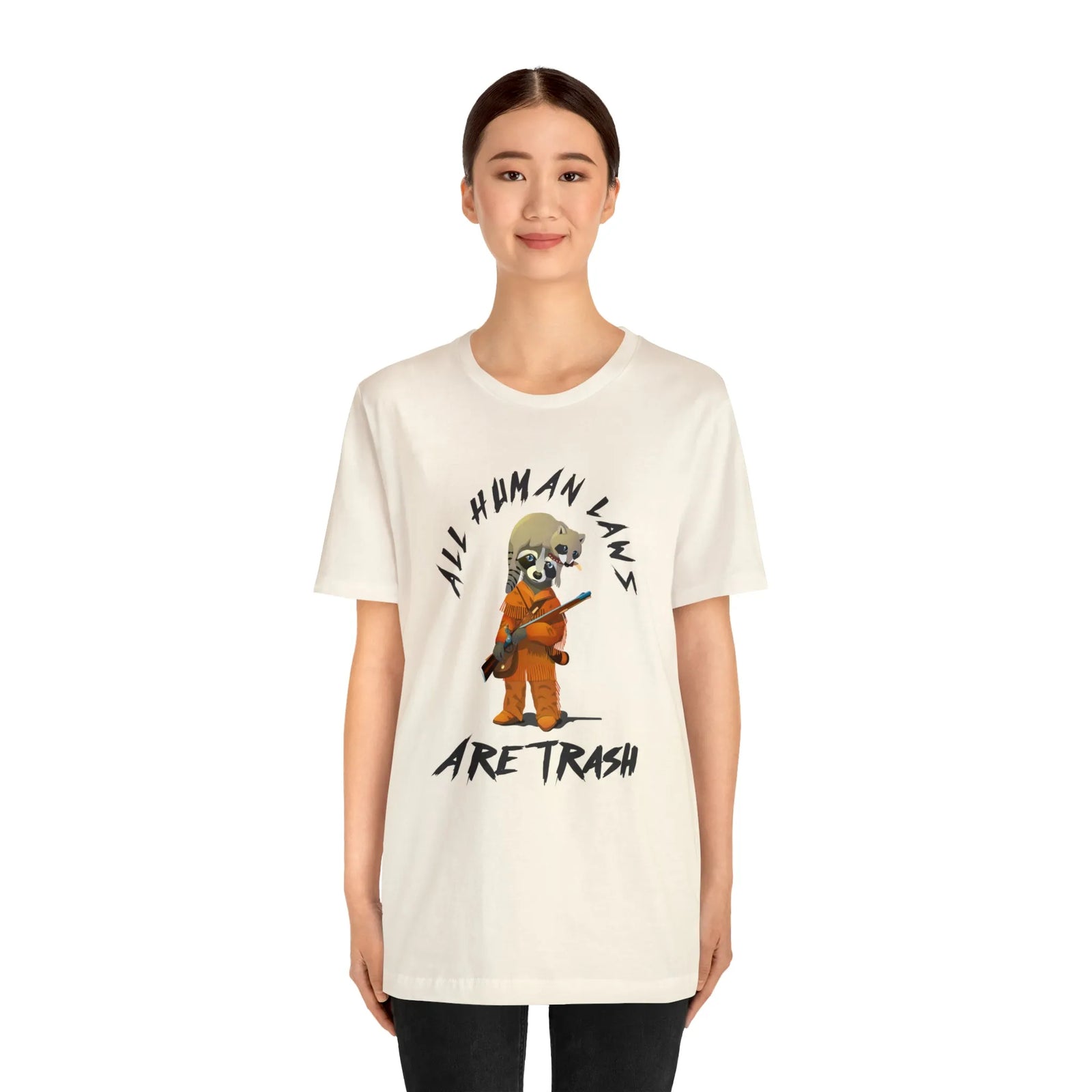 All Human Laws Are Trash Raccoon T-Shirt