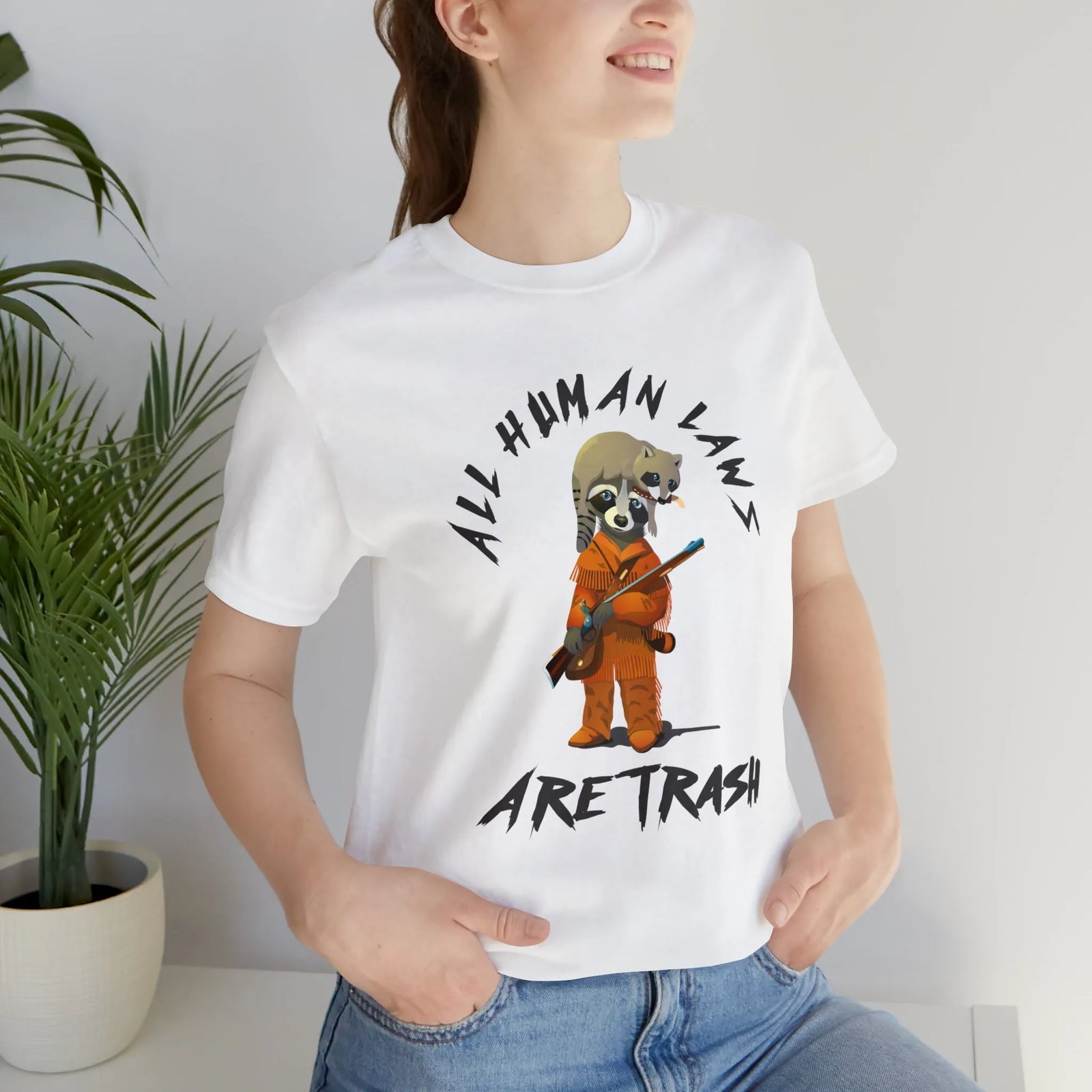 All Human Laws Are Trash Raccoon T-Shirt