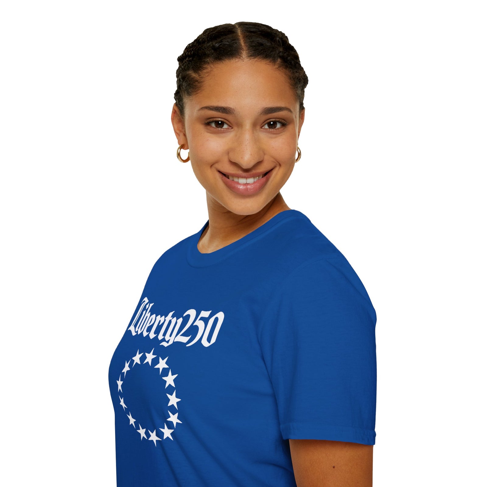 Liberty250 T-Shirt — Vintage Betsy Ross Star Circle Patriotic Tee - 4LibertyShop.com
