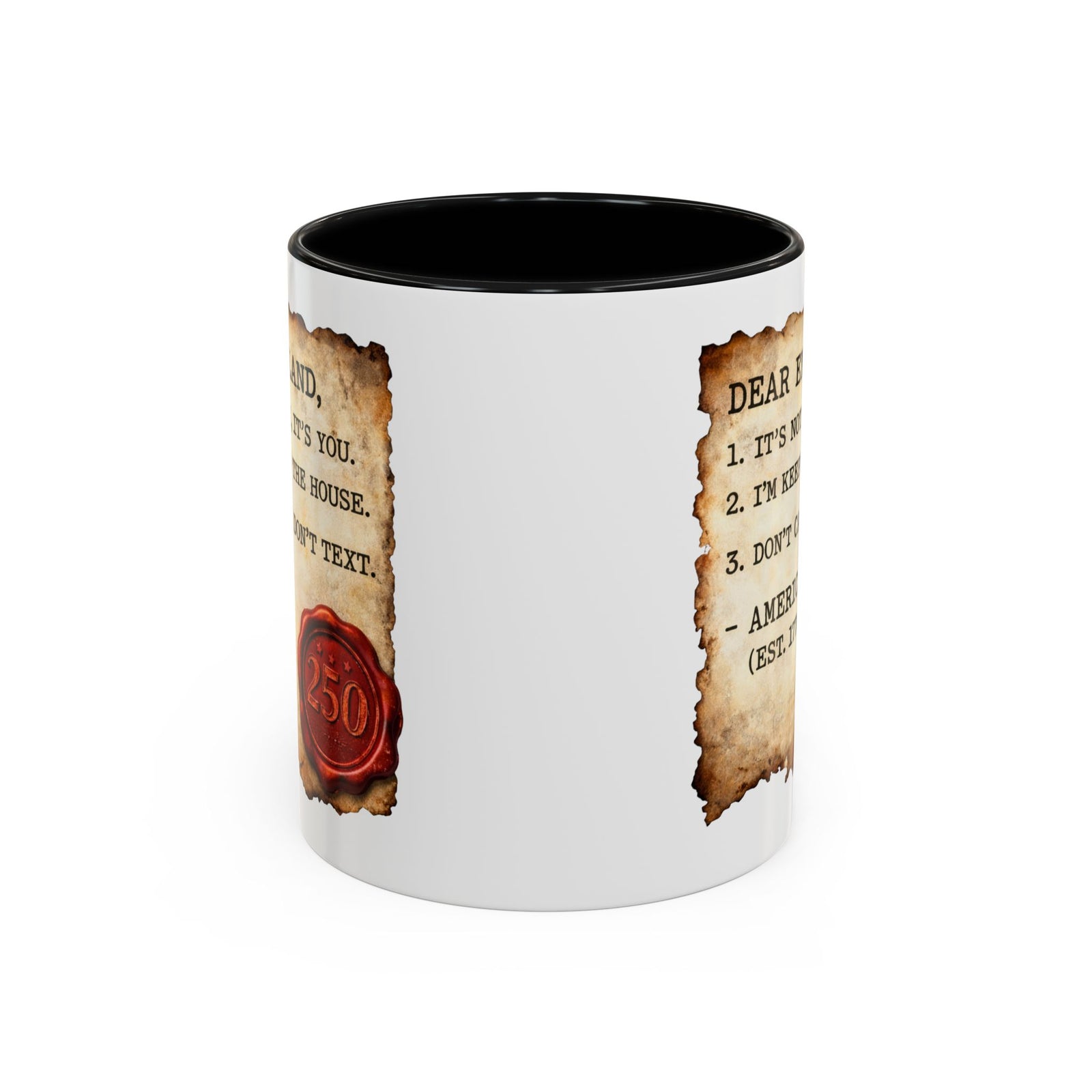 Walton & Johnson Dear England Funny 250th Anniversary Coffee Mug - 4LibertyShop.com