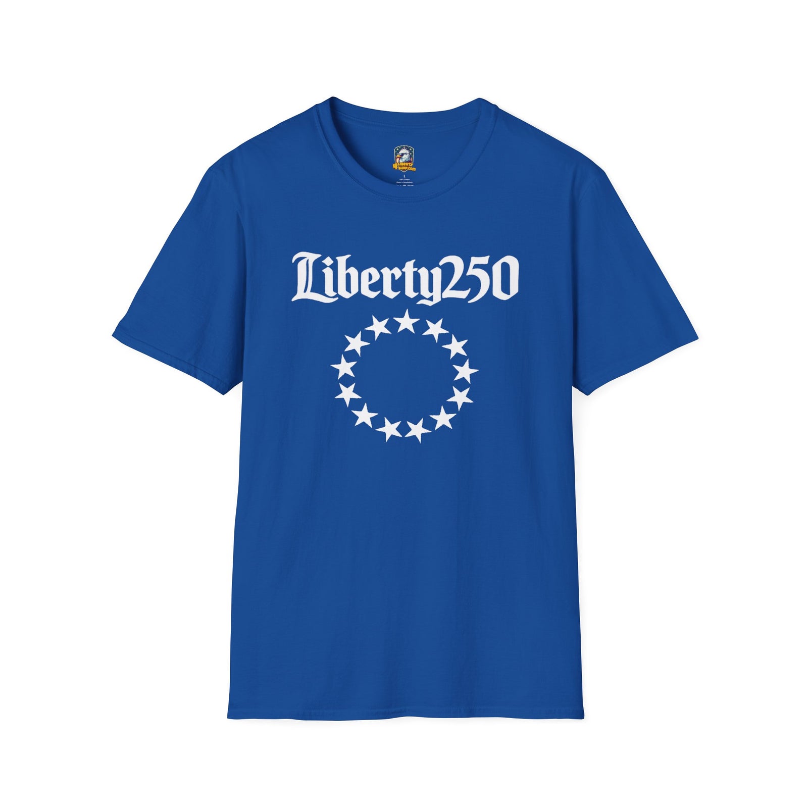 Liberty250 T-Shirt — Vintage Betsy Ross Star Circle Patriotic Tee - 4LibertyShop.com
