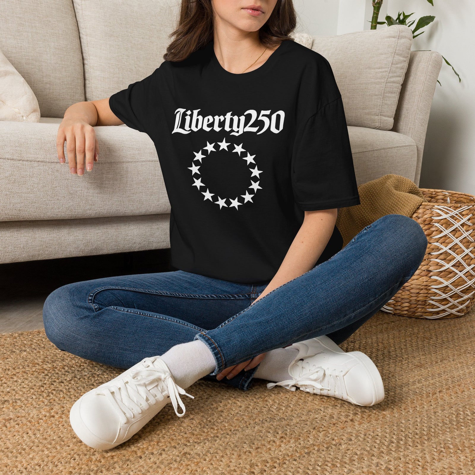 Liberty250 T-Shirt — Vintage Betsy Ross Star Circle Patriotic Tee - 4LibertyShop.com