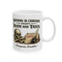 Ceramic Mug — Vintage Skull & Coins Quote Mug ("Nothing Is Certain Except Death & Taxes") - 4LibertyShop.com