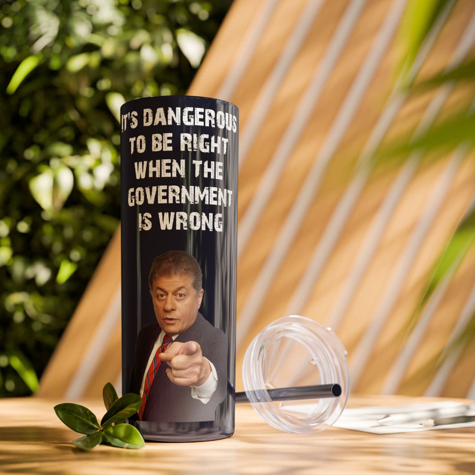 Judge Nap: It's Dangerous to Be Right Tumbler with straw, 20oz