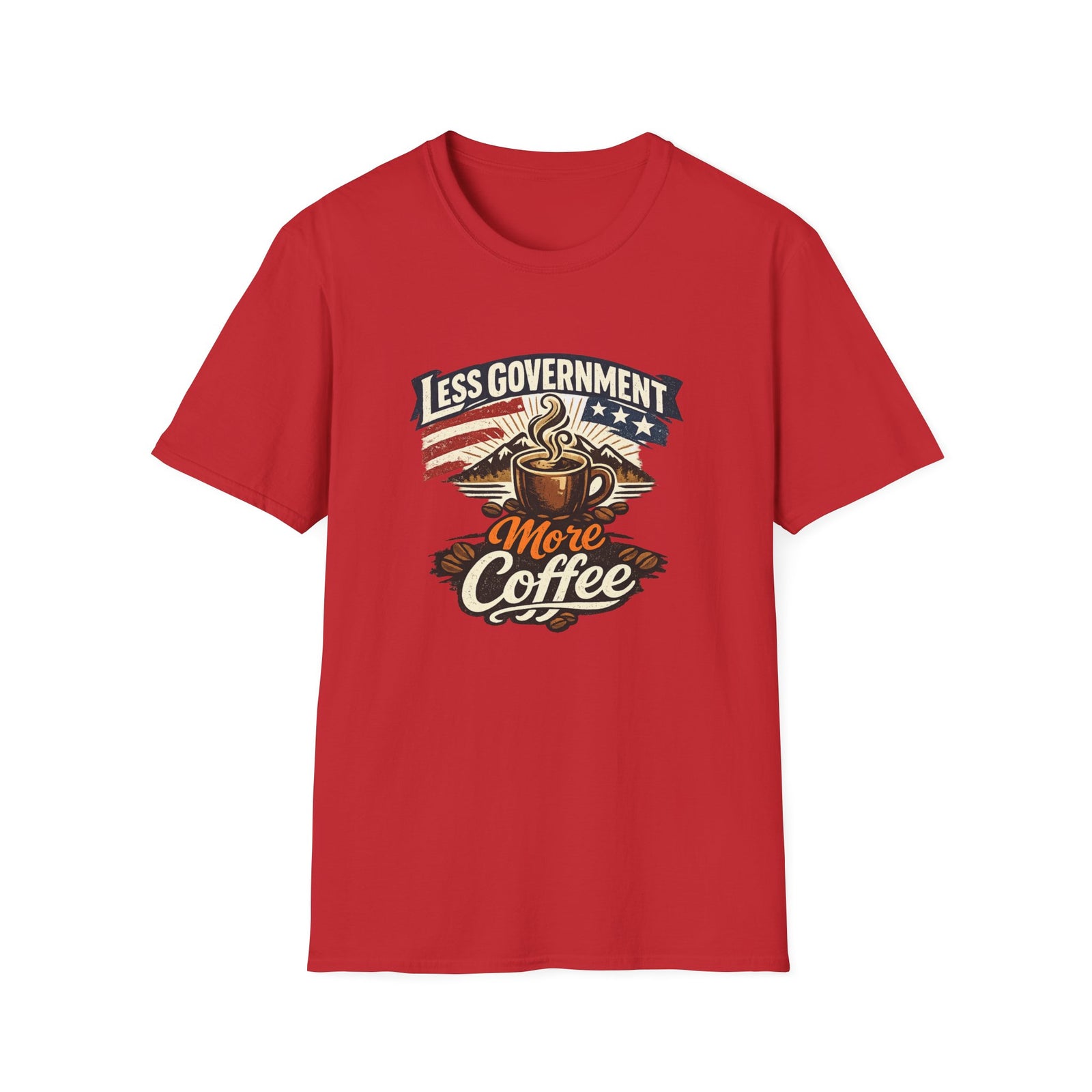 Less Government More Coffee T-Shirt — Patriotic Vintage Coffee Lover Tee - 4LibertyShop.com