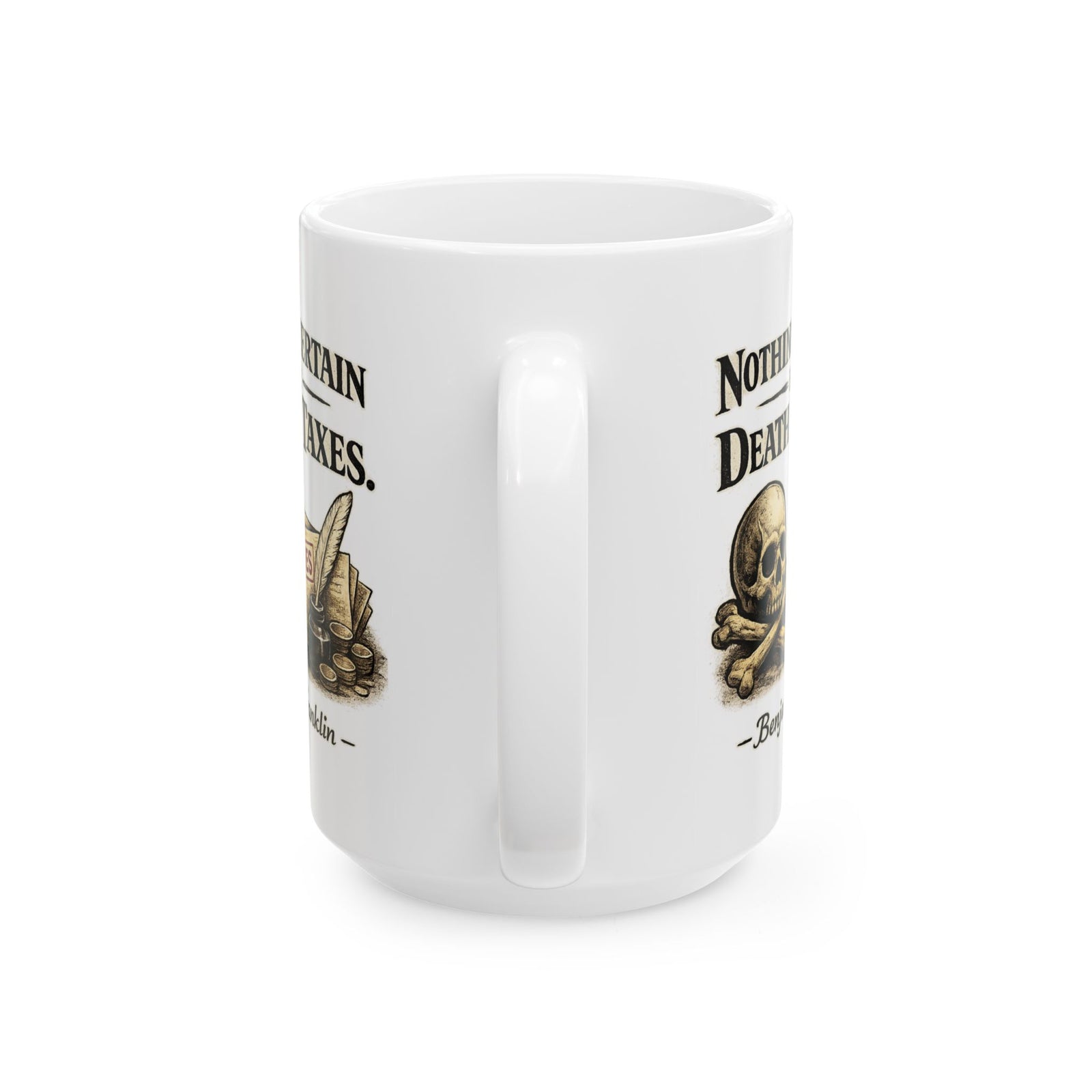 Ceramic Mug — Vintage Skull & Coins Quote Mug (