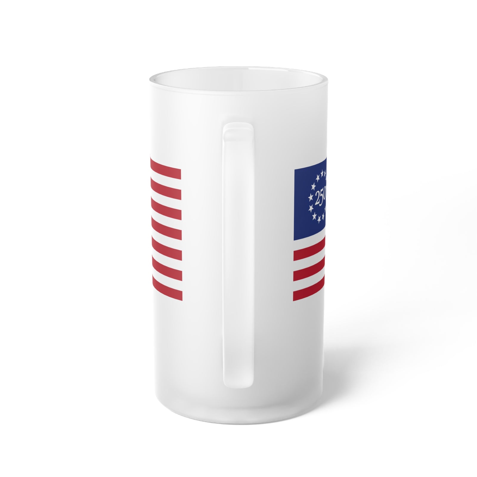Frosted Beer Mug – 250th Anniversary Betsy Ross Flag Design - 4LibertyShop.com