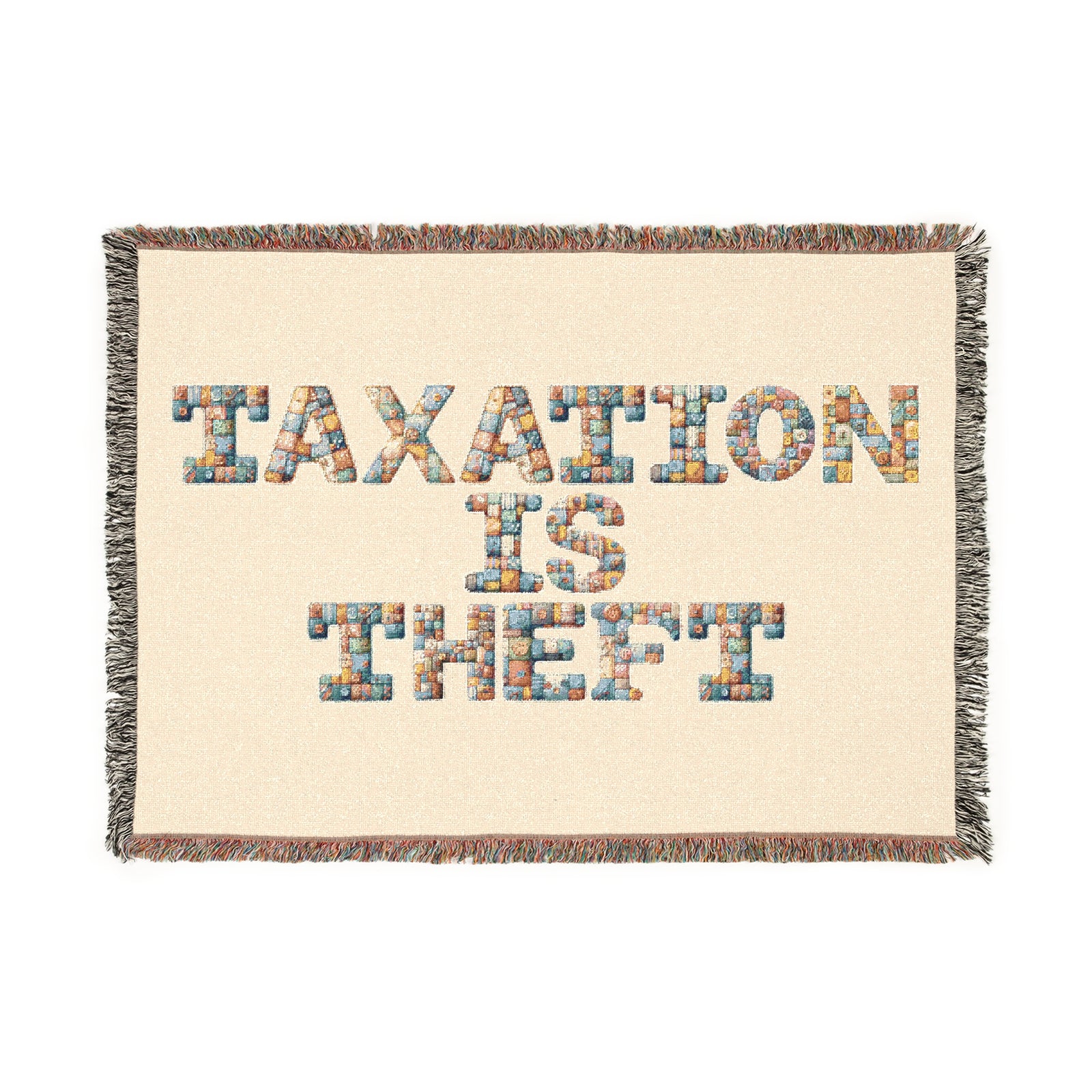 Taxation Is Theft Woven Blanket - Cozy Throw for Libertarian Living Room Decor