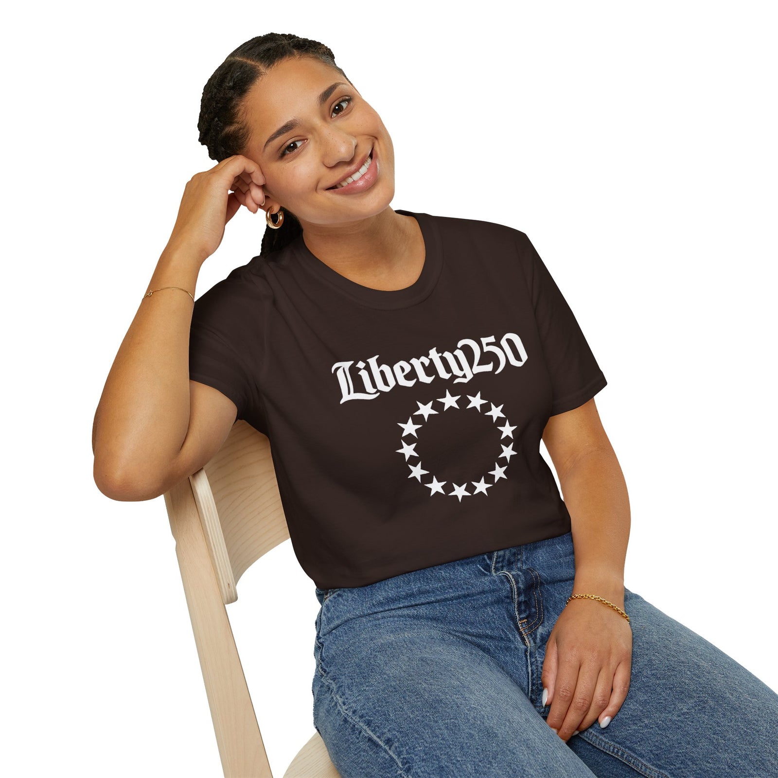 Liberty250 T-Shirt — Vintage Betsy Ross Star Circle Patriotic Tee - 4LibertyShop.com