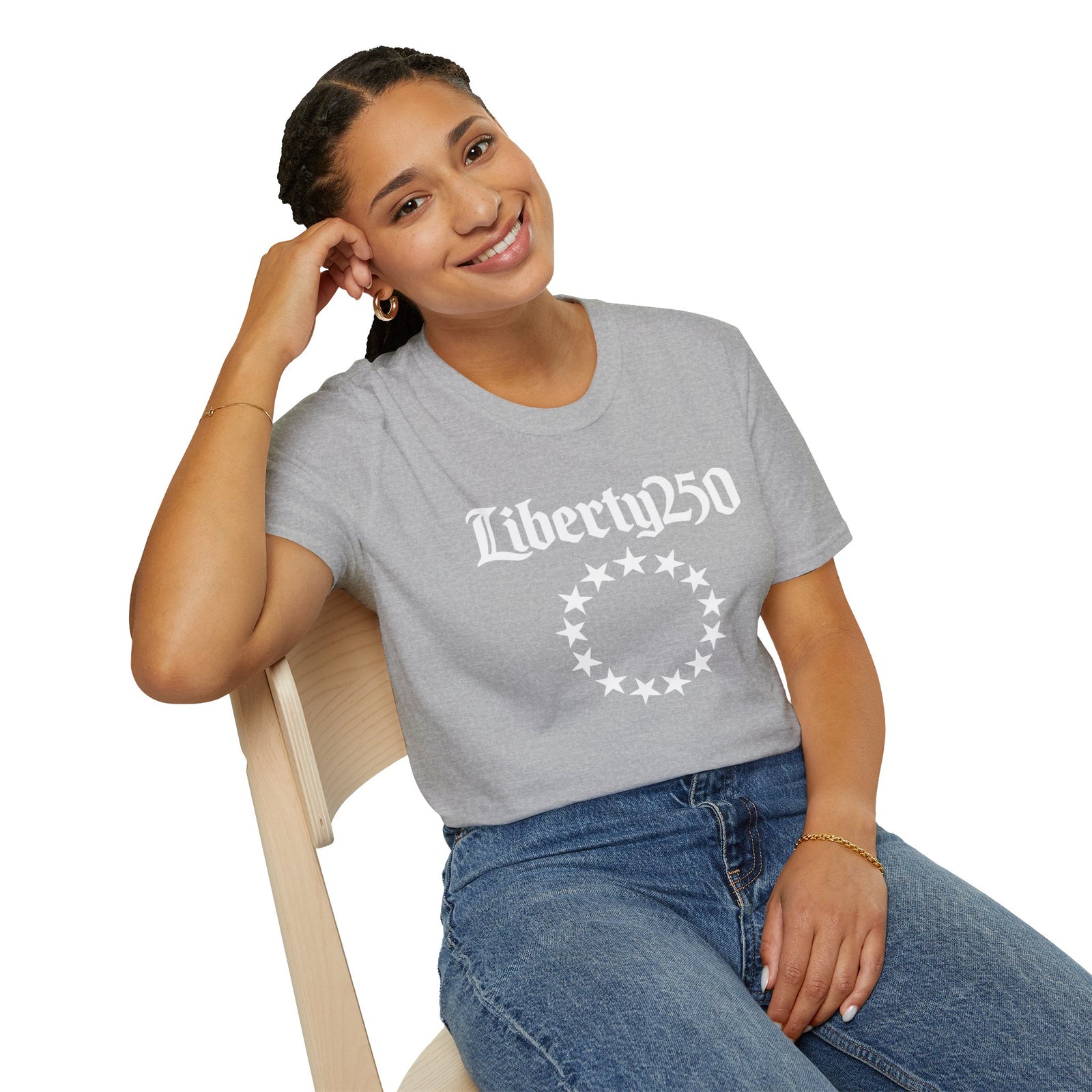 Liberty250 T-Shirt — Vintage Betsy Ross Star Circle Patriotic Tee - 4LibertyShop.com