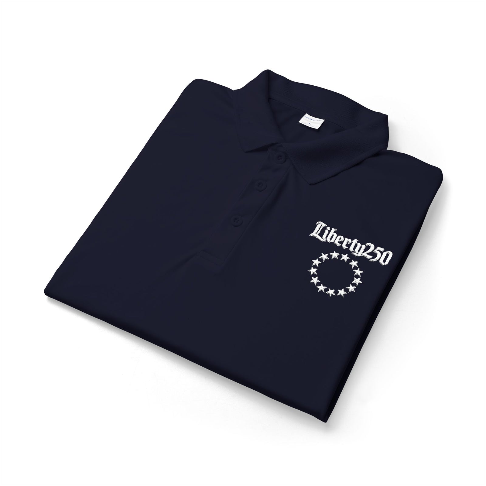Liberty250 Embroidered Polo Shirt — Stars Emblem - 4LibertyShop.com