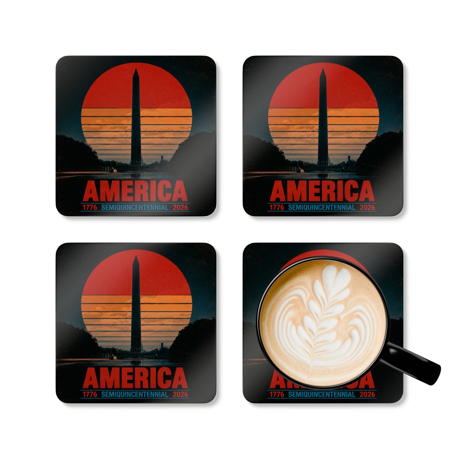 America 1776–2026 Semiquincentennial Coaster Set - 4LibertyShop.com
