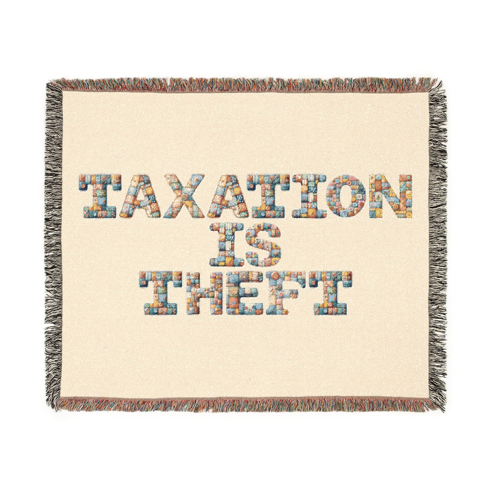 Taxation Is Theft Woven Blanket - Cozy Throw for Libertarian Living Room Decor