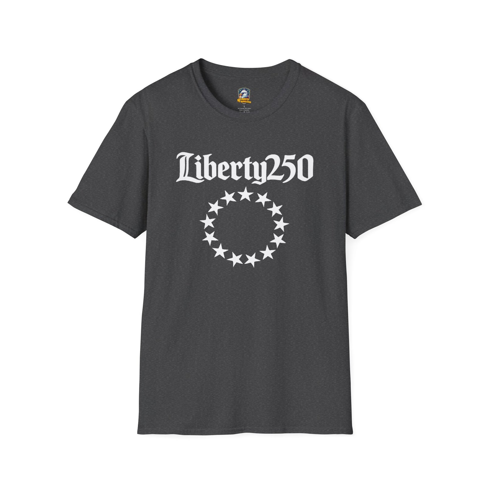 Liberty250 T-Shirt — Vintage Betsy Ross Star Circle Patriotic Tee - 4LibertyShop.com