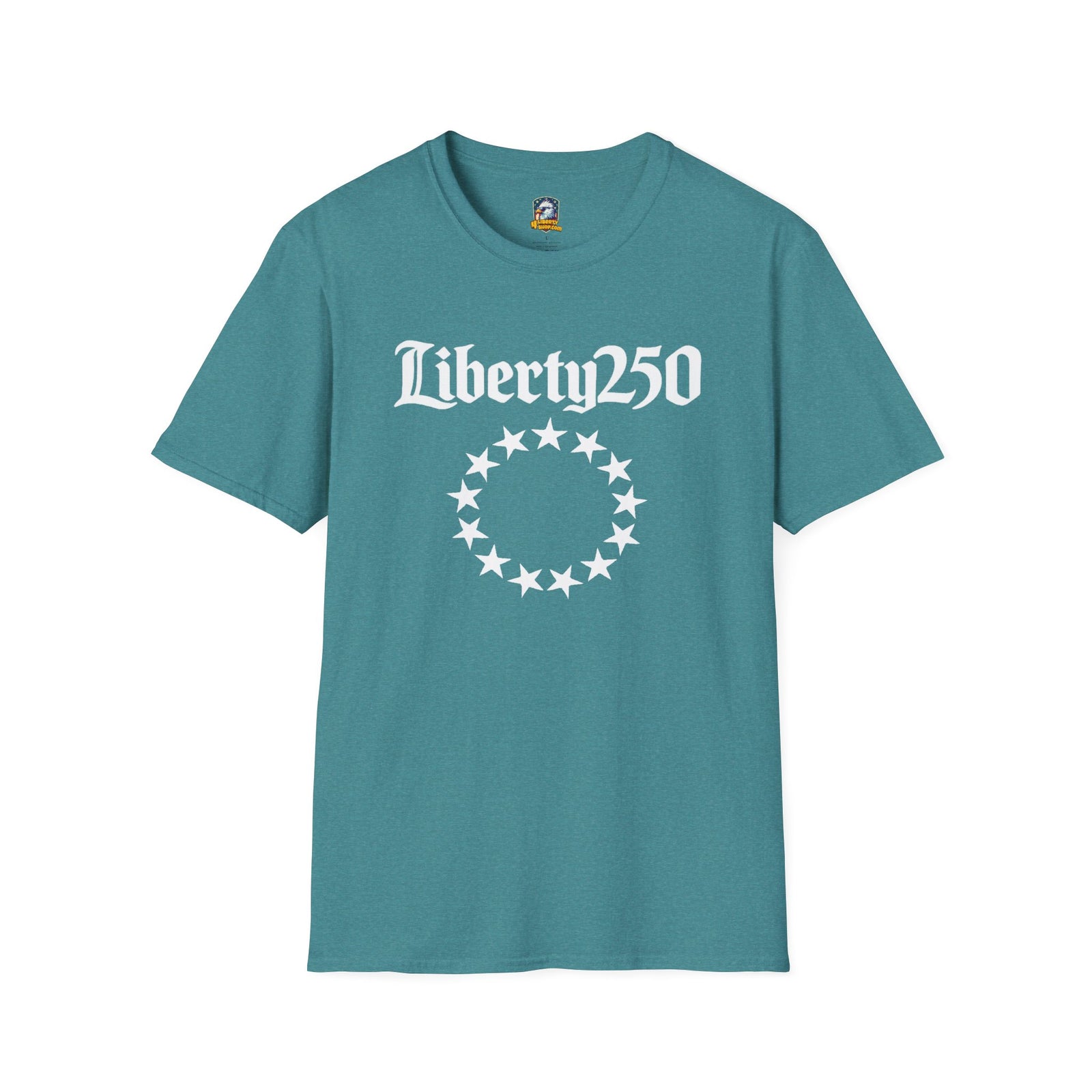 Liberty250 T-Shirt — Vintage Betsy Ross Star Circle Patriotic Tee - 4LibertyShop.com