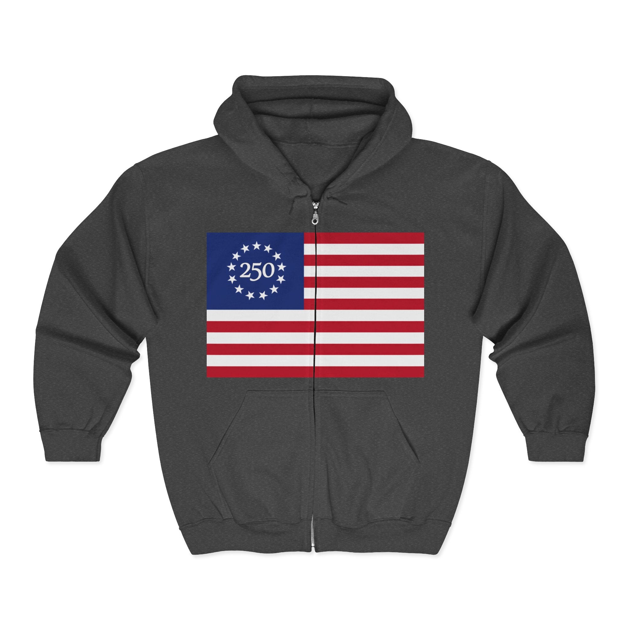 250th Anniversary American Flag Full-Zip Hoodie - 4LibertyShop.com