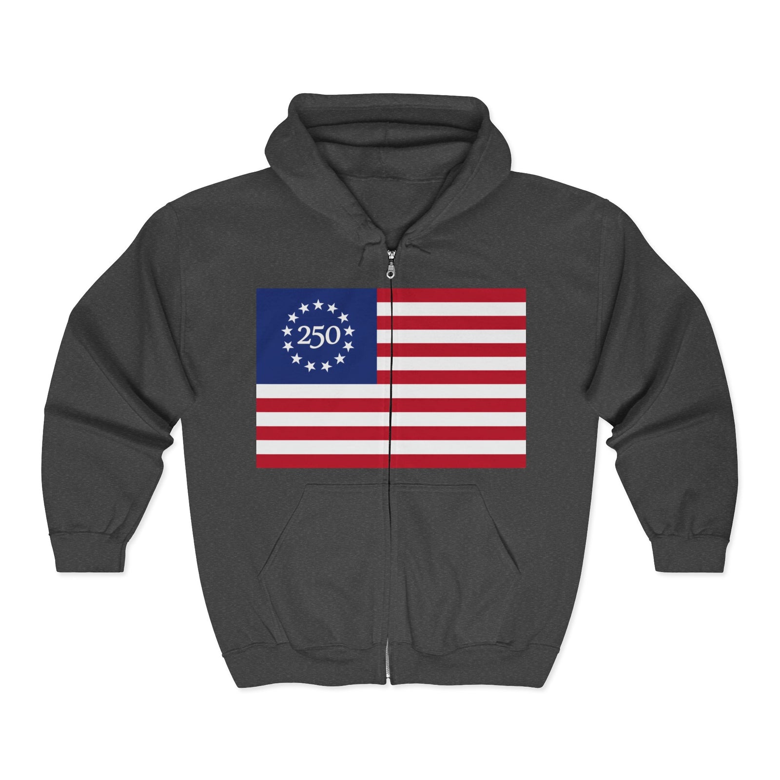 250th Anniversary American Flag Full-Zip Hoodie - 4LibertyShop.com