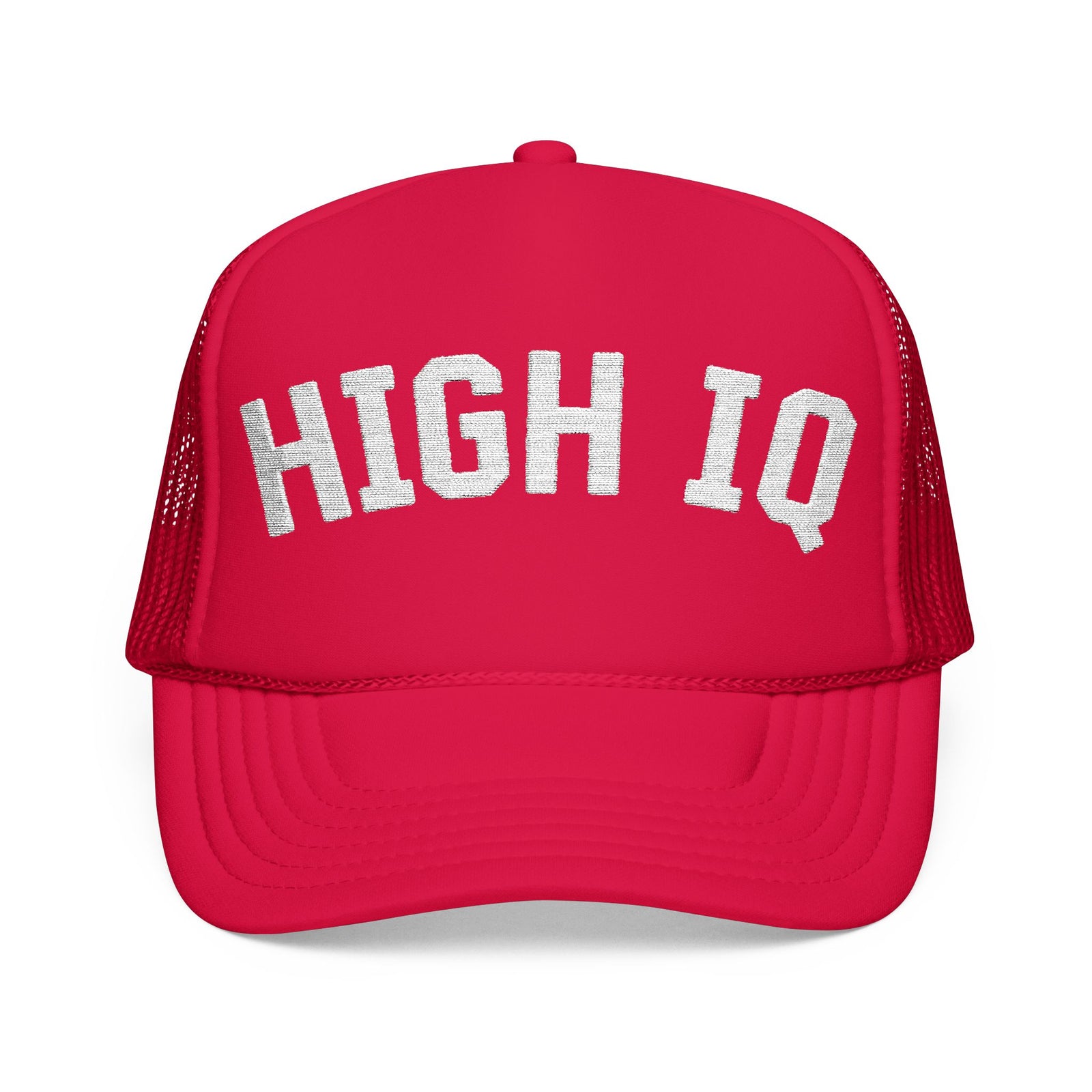 High IQ Foam Trucker Hat — Vintage Lettering Mesh Cap - 4LibertyShop.com