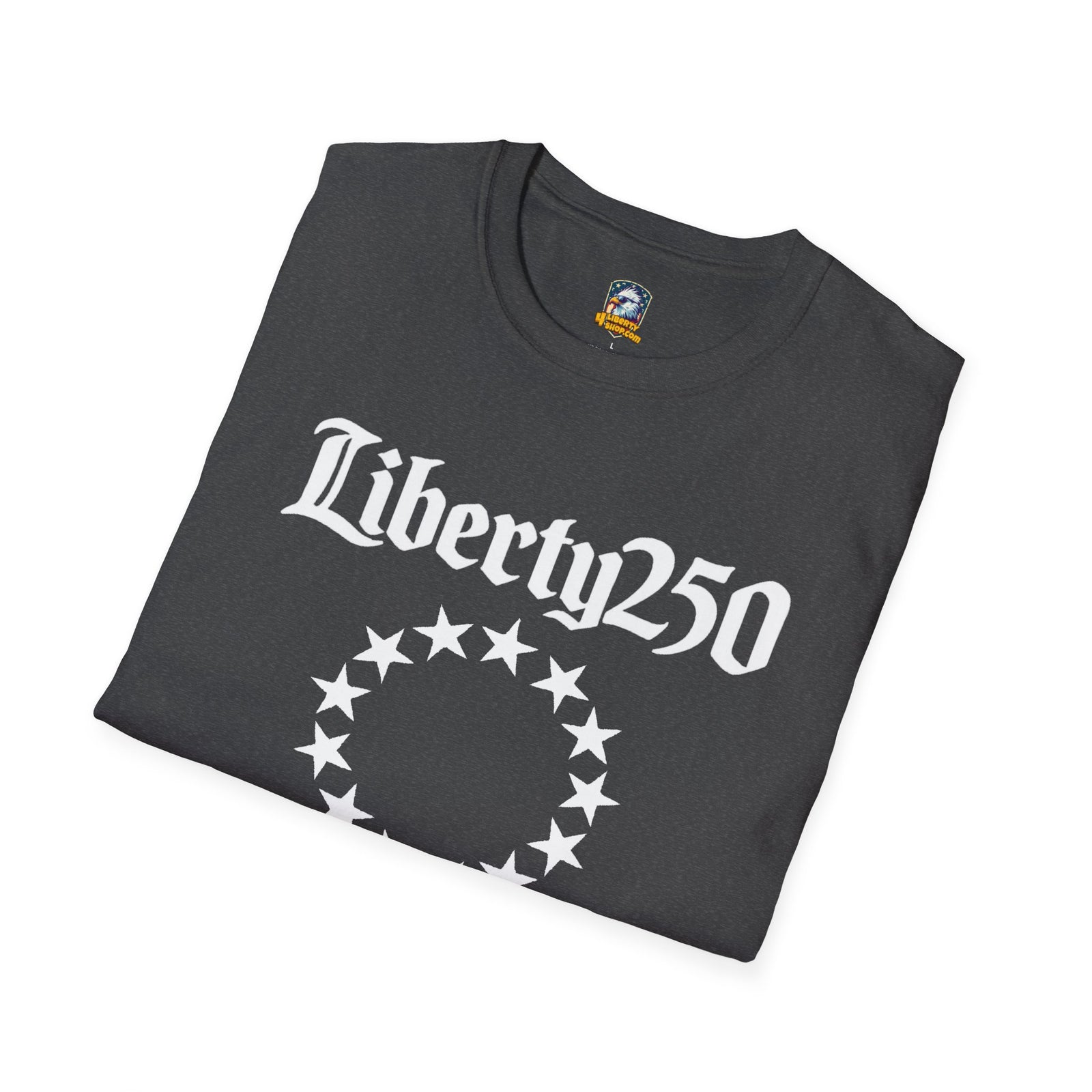 Liberty250 T-Shirt — Vintage Betsy Ross Star Circle Patriotic Tee - 4LibertyShop.com