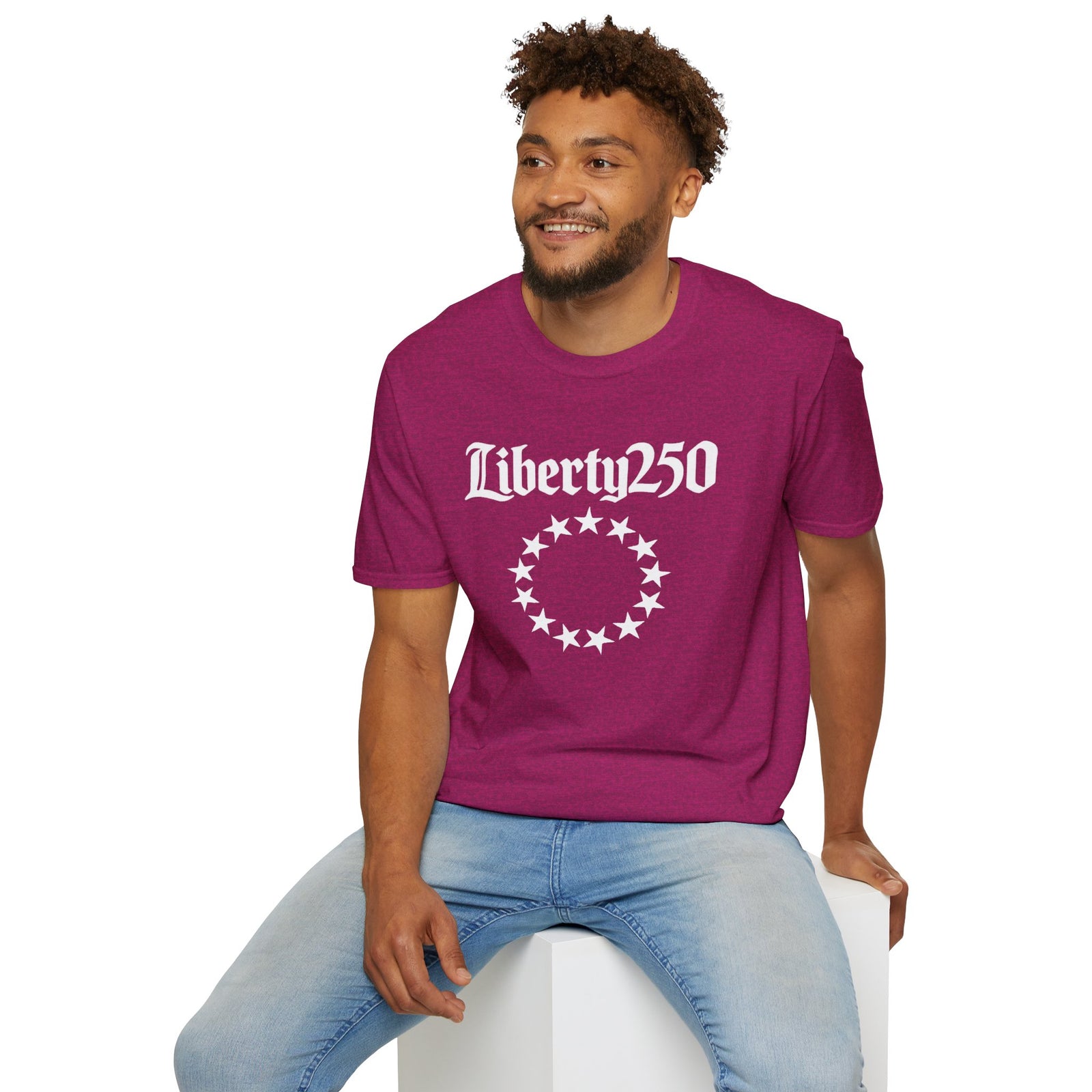 Liberty250 T-Shirt — Vintage Betsy Ross Star Circle Patriotic Tee - 4LibertyShop.com