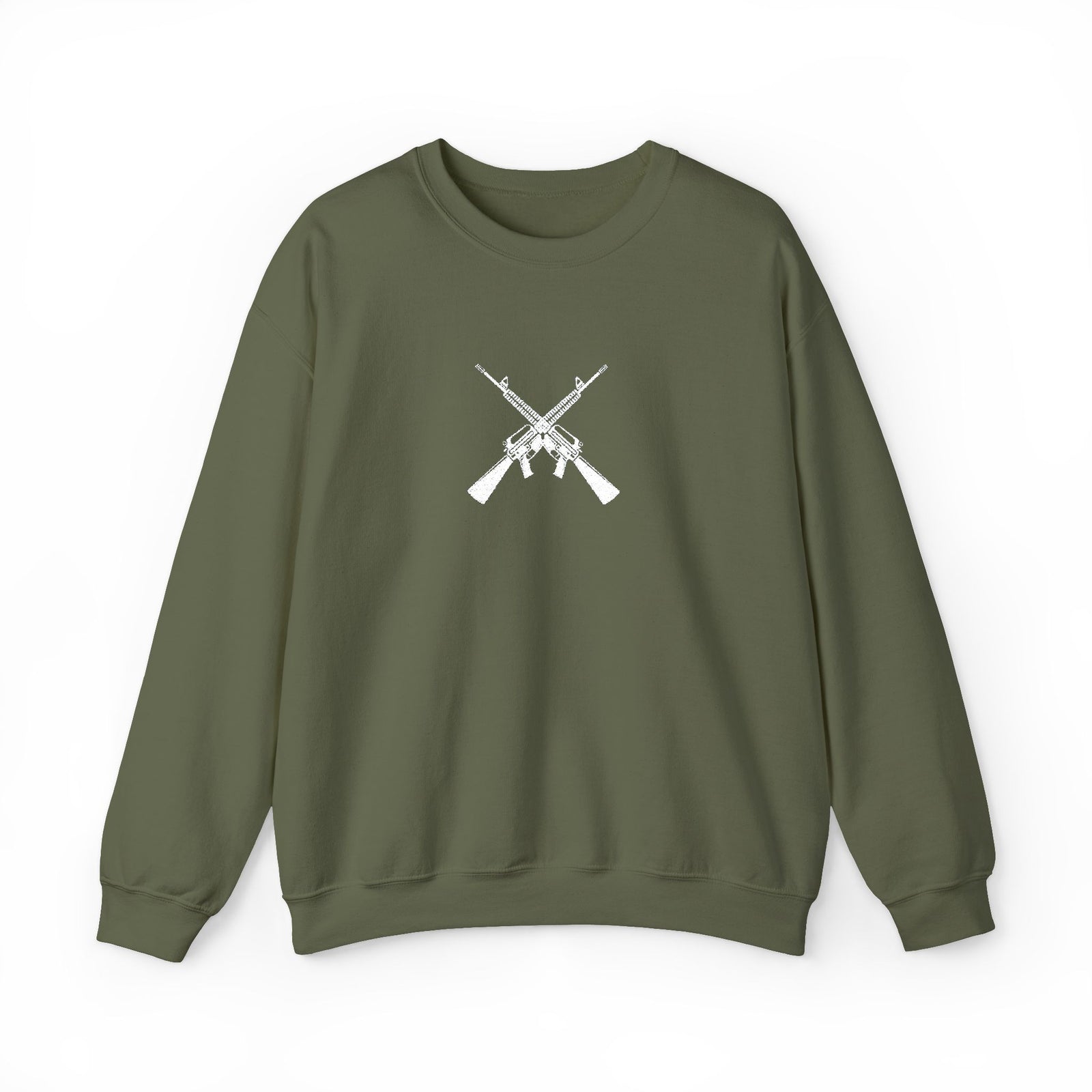Crossed Rifles Crewneck Sweatshirt — Tactical Military Graphic Pullover
