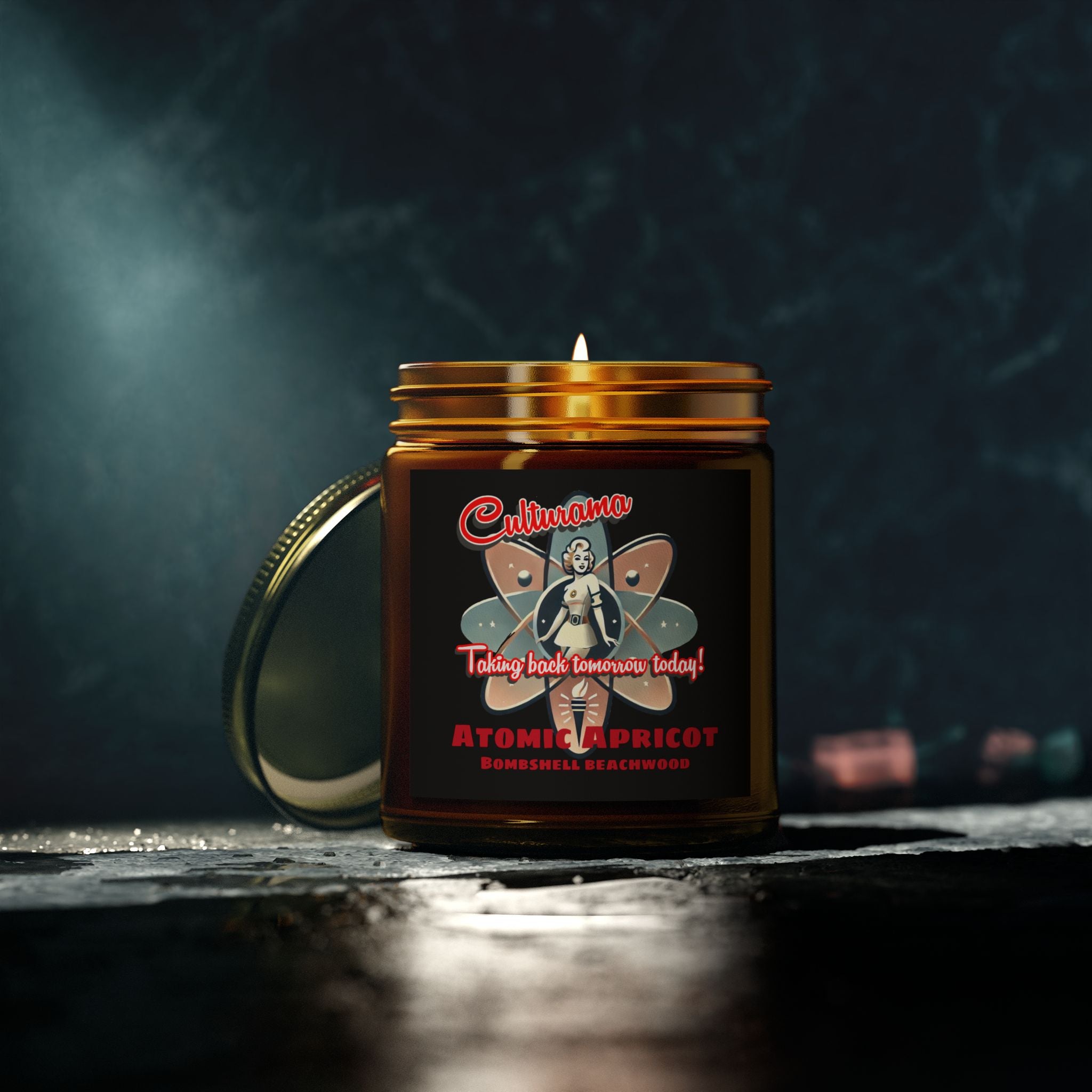 Culturama's Atomic Apricot Candles: Bombshell Beachwood (4oz, 9oz)