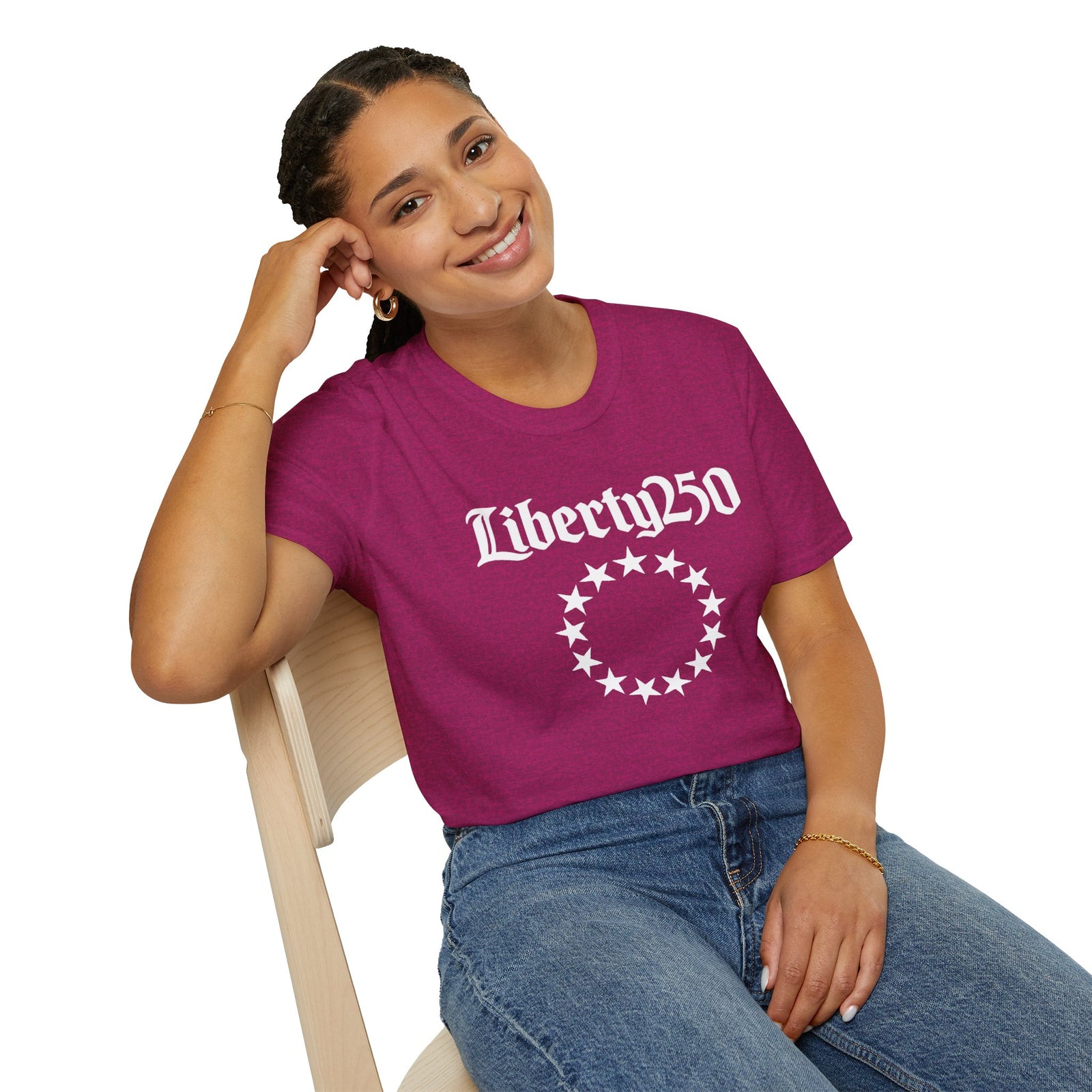 Liberty250 T-Shirt — Vintage Betsy Ross Star Circle Patriotic Tee - 4LibertyShop.com
