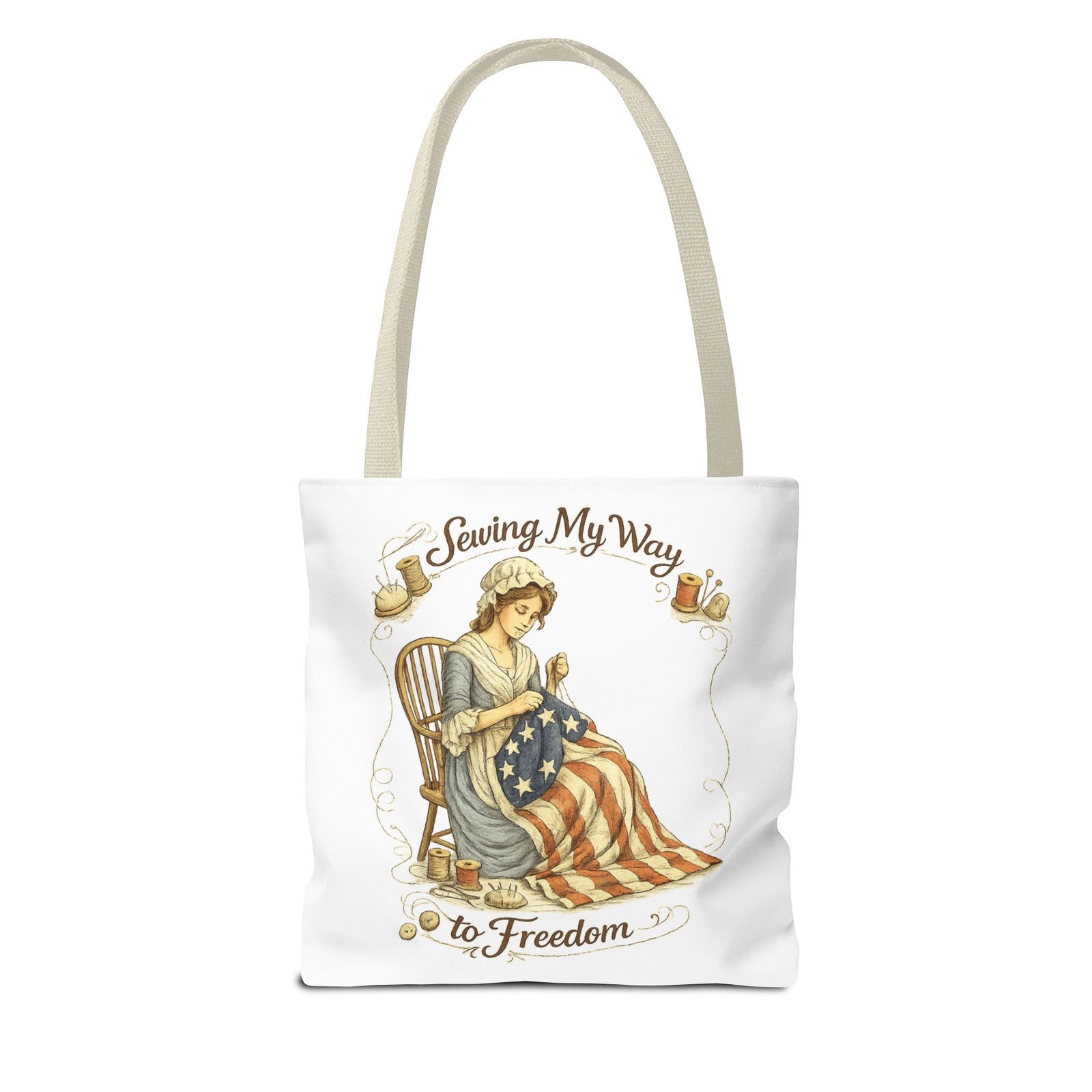 Sewing My Way to Freedom Tote Bag — Patriotic Quilter Gift - 4LibertyShop.com