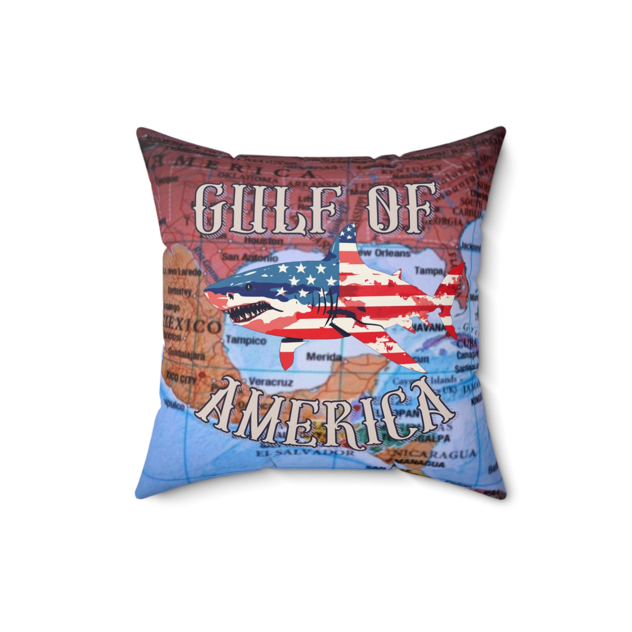 Gulf of America Shark Square Pillow