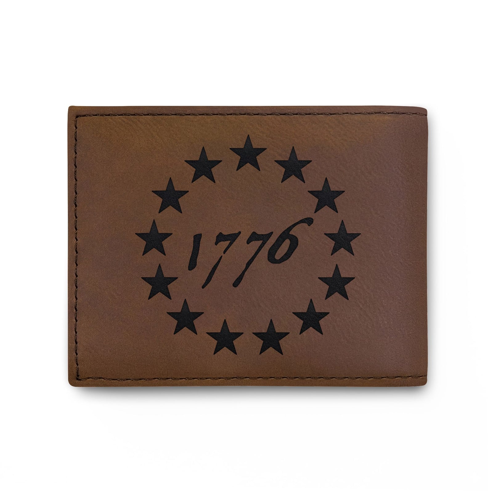 Bi-Fold Wallet – 1776 Betsy Ross Stars Leather Wallet
