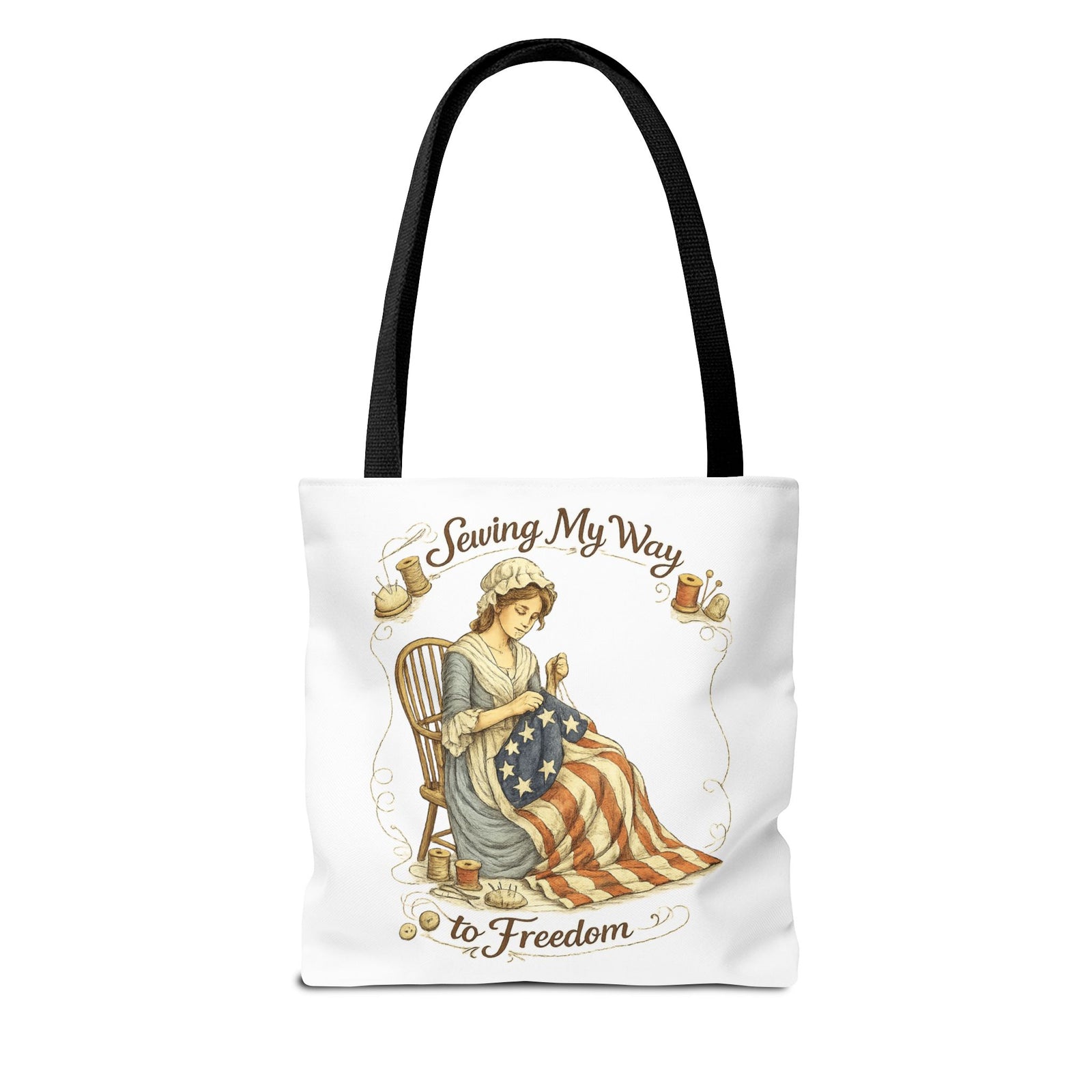 Sewing My Way to Freedom Tote Bag — Patriotic Quilter Gift - 4LibertyShop.com