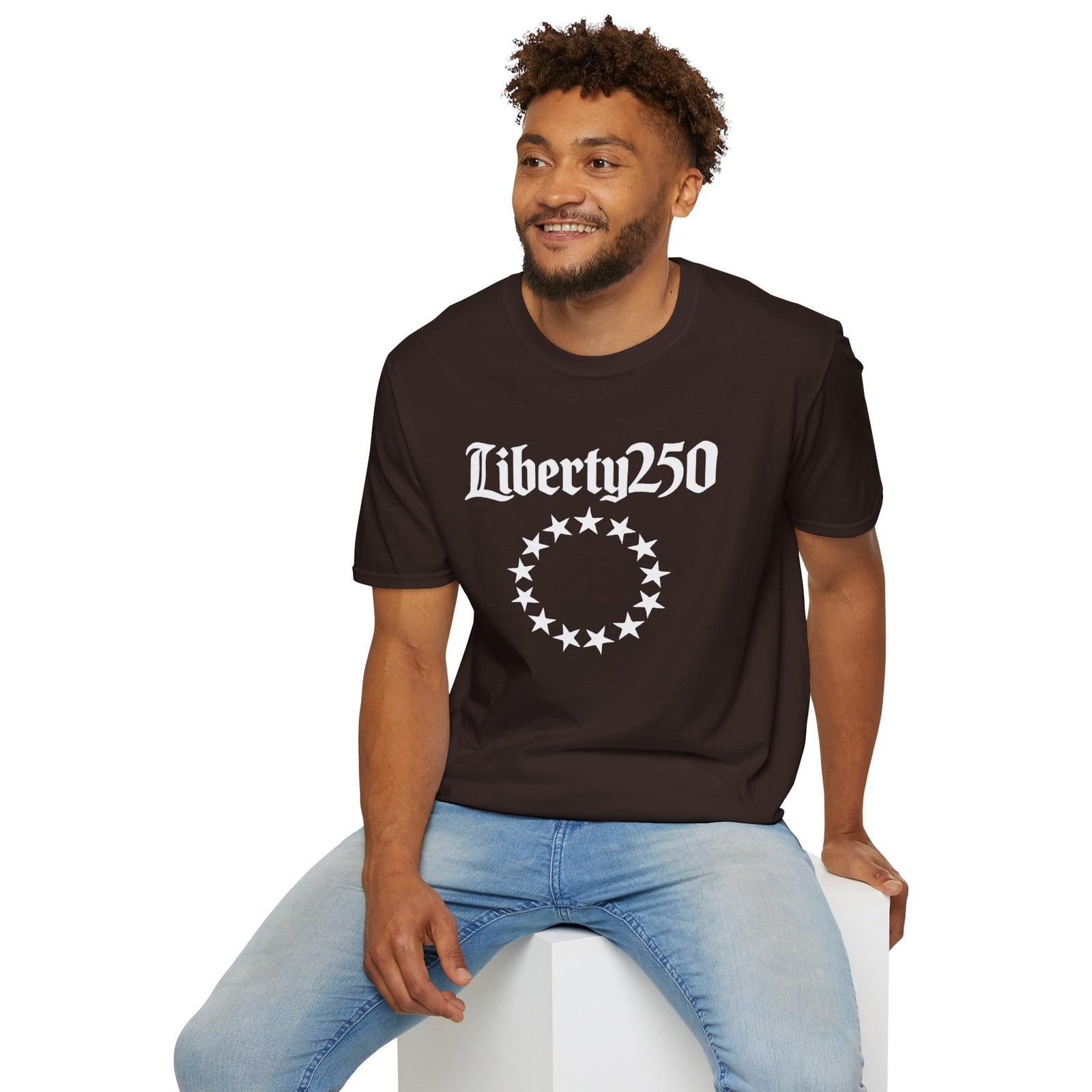 Liberty250 T-Shirt — Vintage Betsy Ross Star Circle Patriotic Tee - 4LibertyShop.com