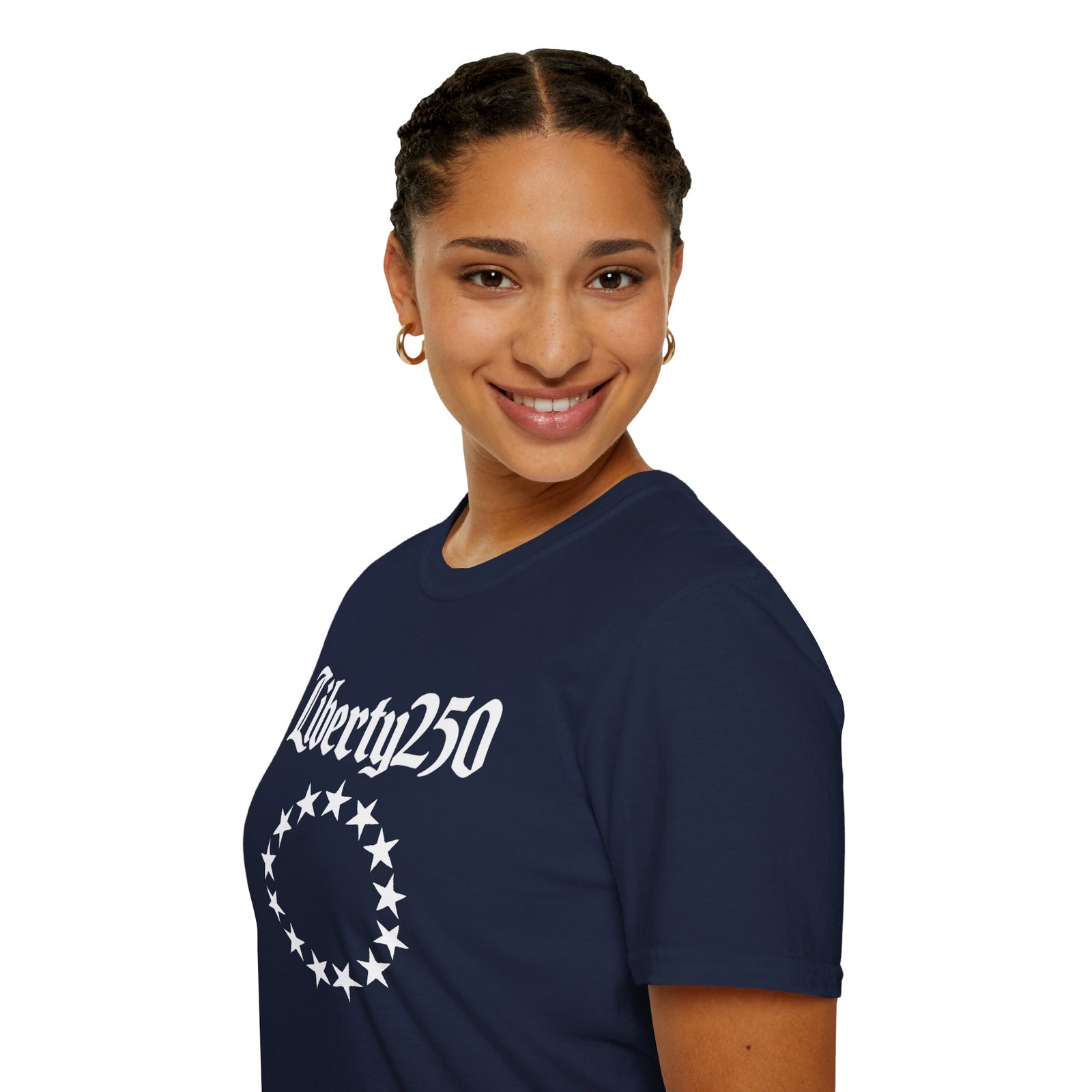 Liberty250 T-Shirt — Vintage Betsy Ross Star Circle Patriotic Tee - 4LibertyShop.com