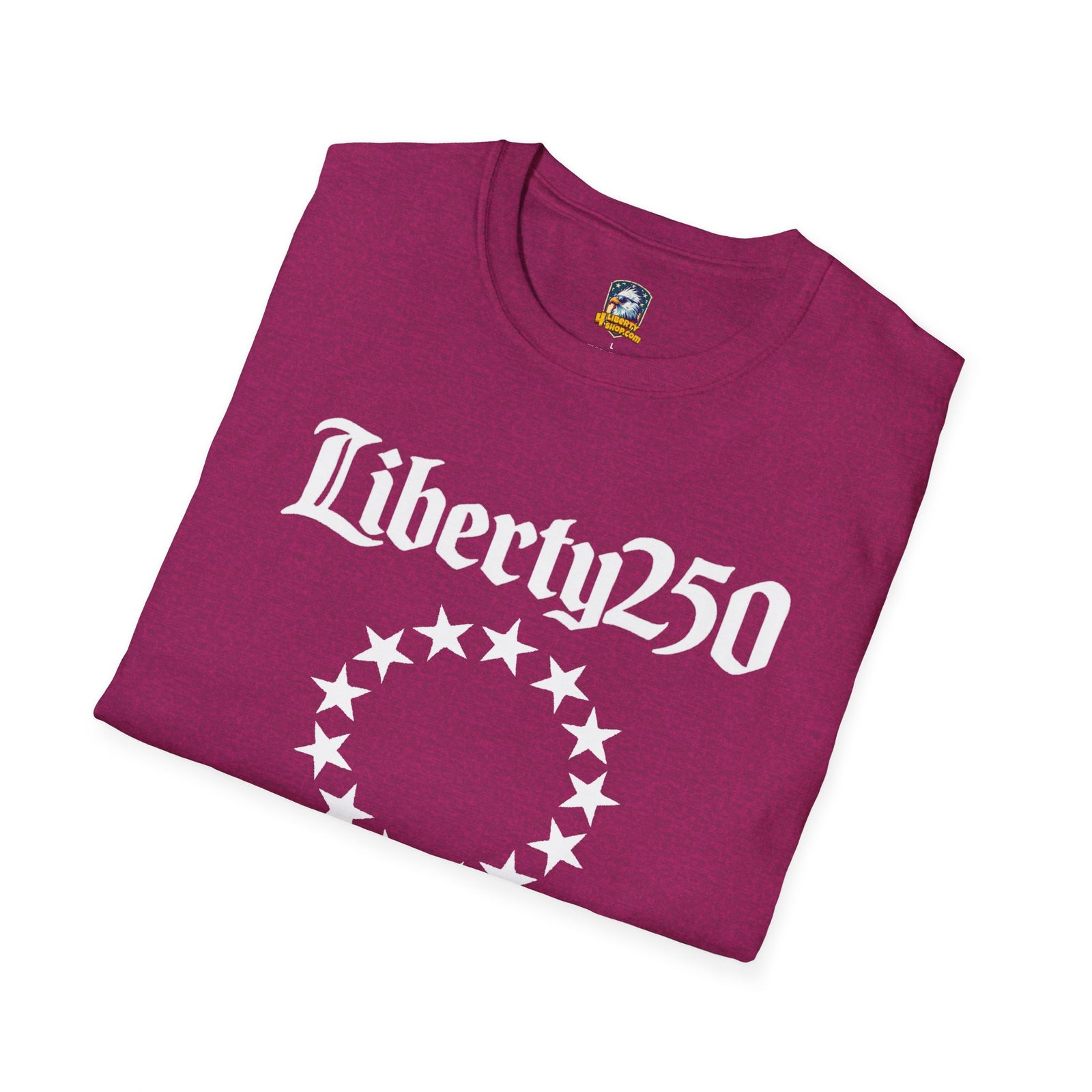 Liberty250 T-Shirt — Vintage Betsy Ross Star Circle Patriotic Tee - 4LibertyShop.com