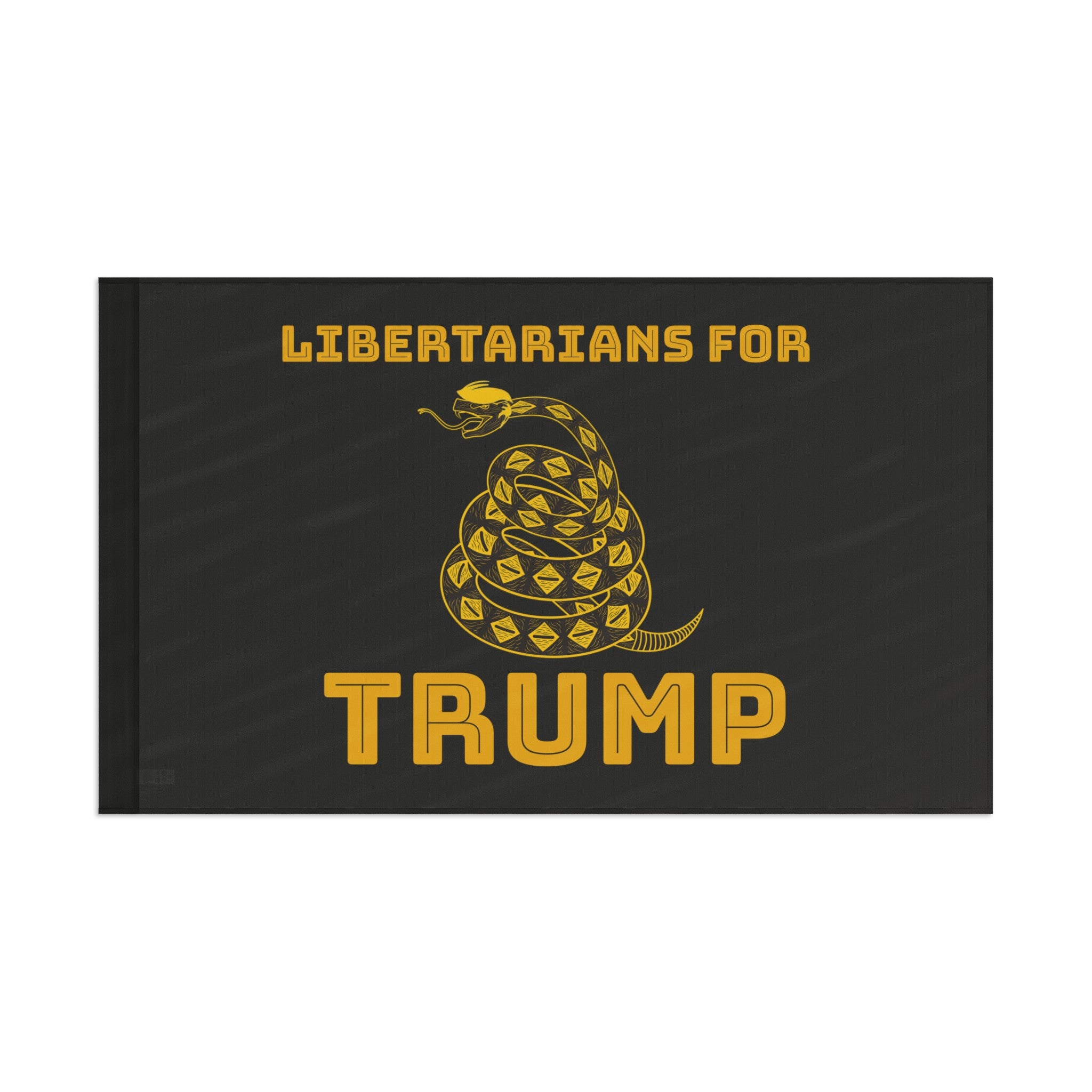 Libertarians for Trump Black Flag Gadsden Snake with Trump Hair