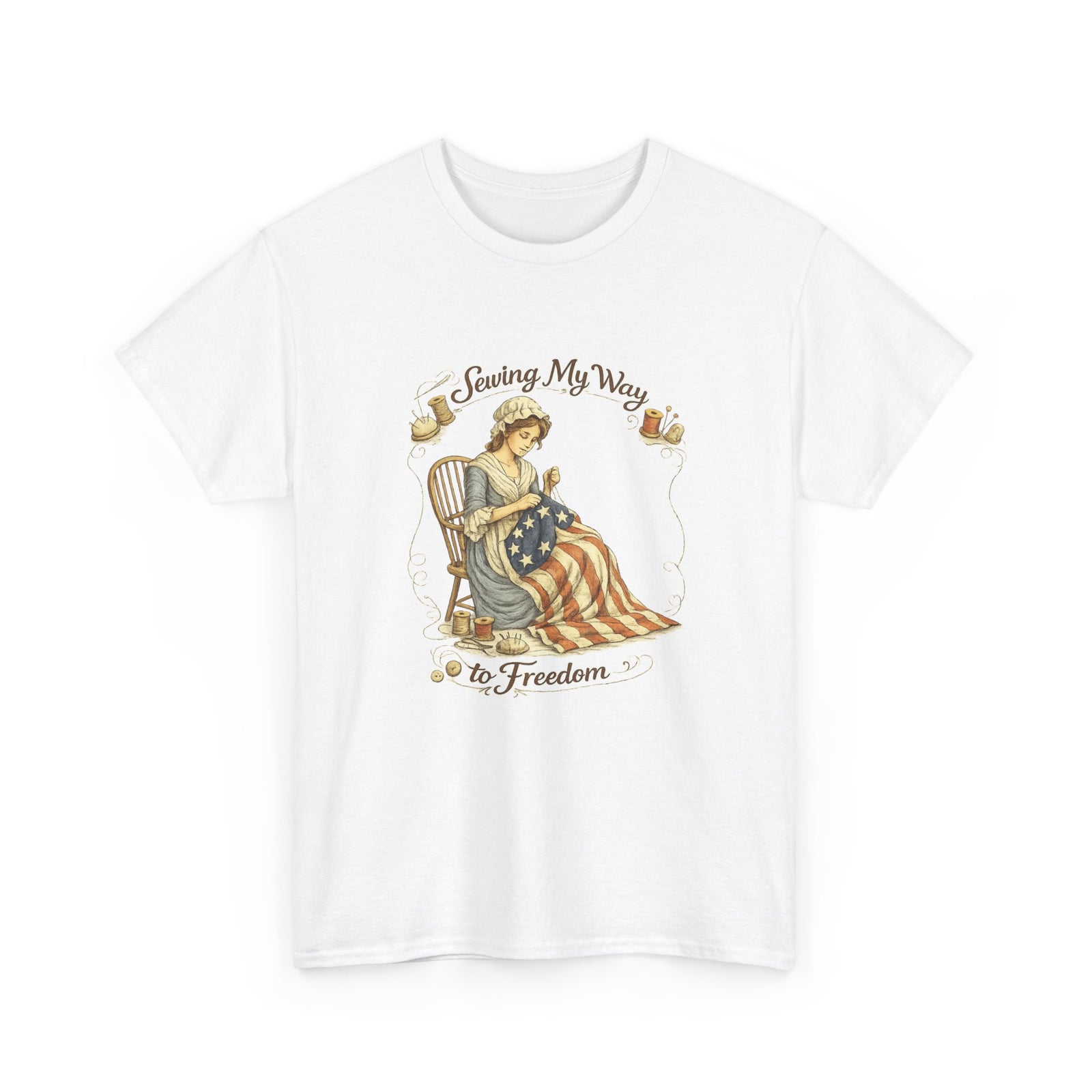 Patriotic 'Sewing My Way to Freedom' Tee - 4LibertyShop.com