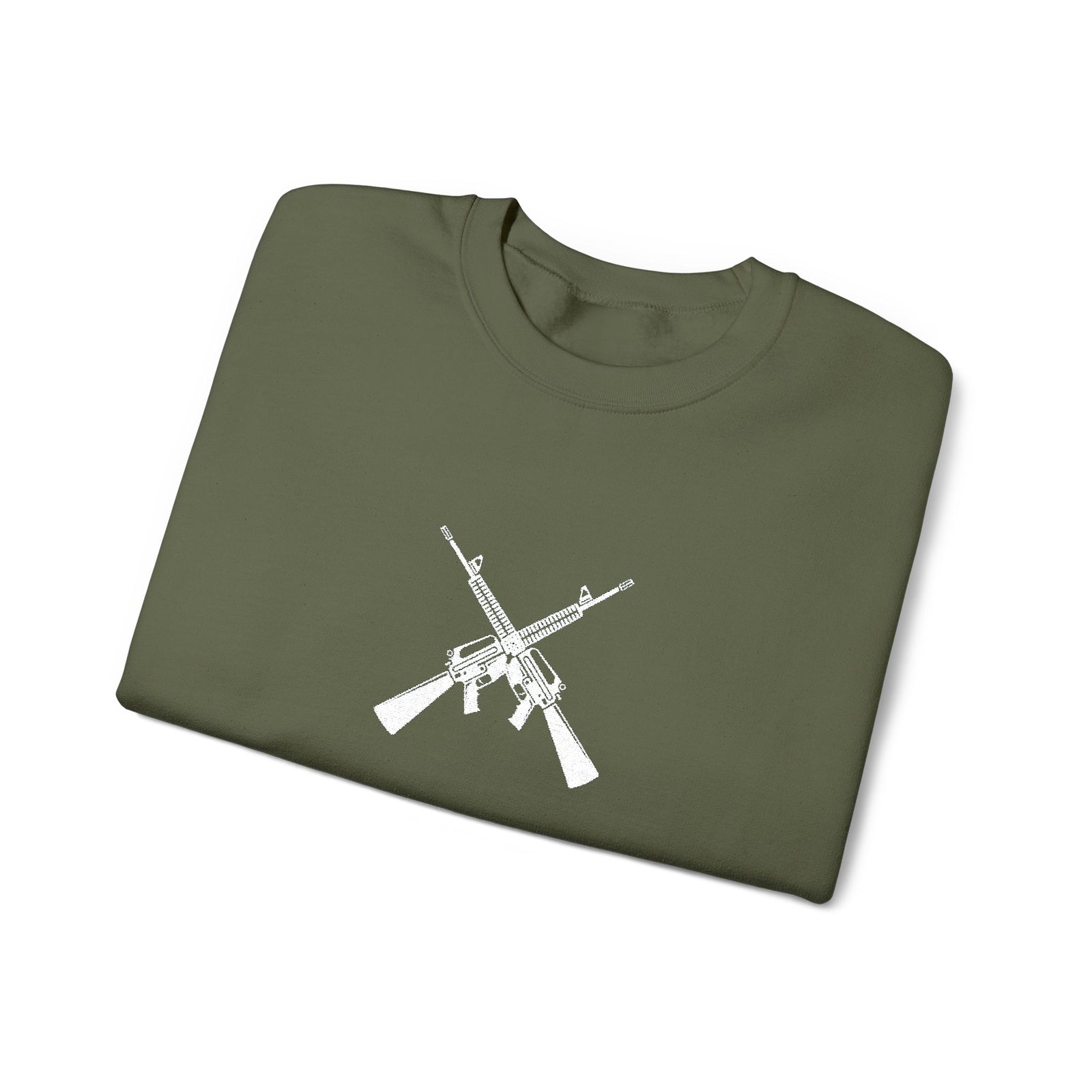 Crossed Rifles Crewneck Sweatshirt — Tactical Military Graphic Pullover