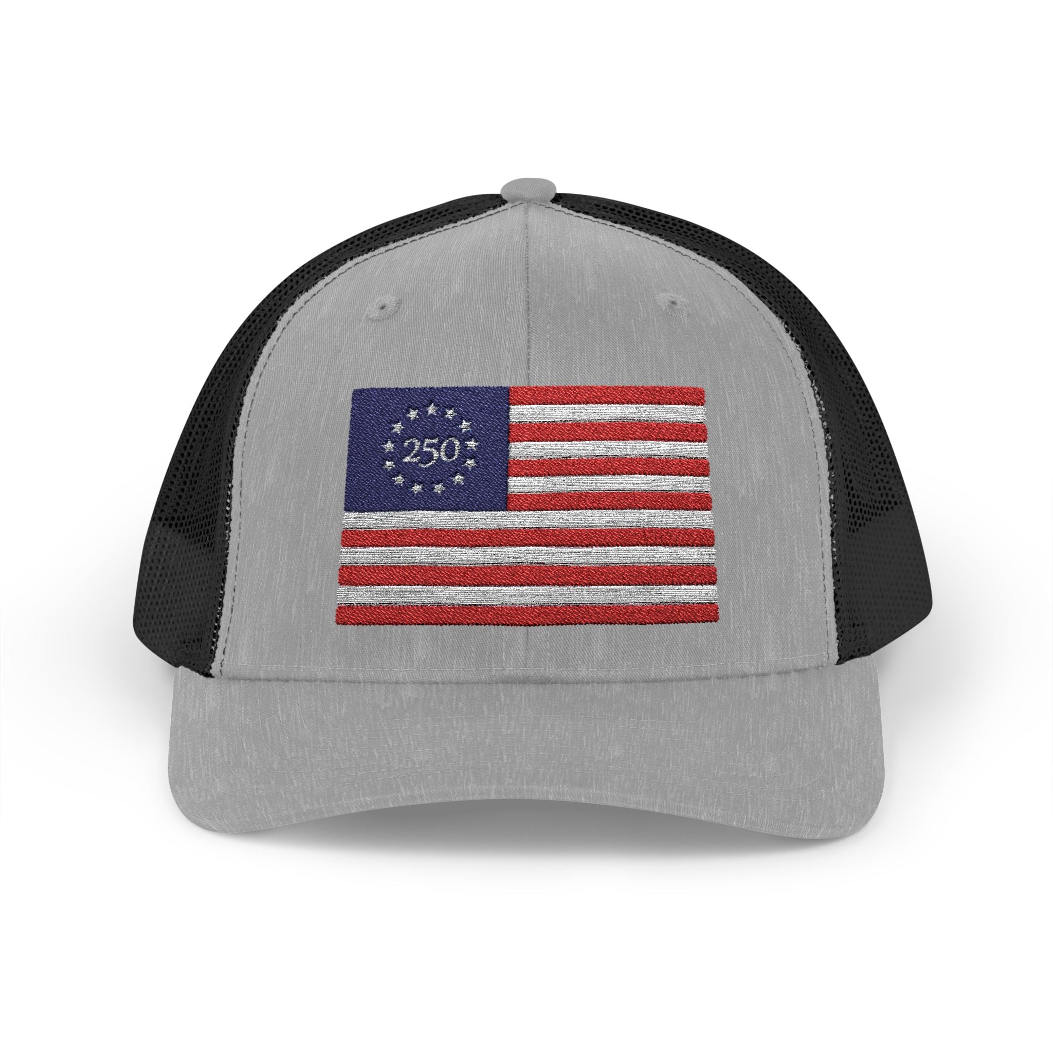 Betsy Ross Flag Snapback Trucker Cap — 250th Anniversary Vintage 13-Star American Flag Hat - 4LibertyShop.com