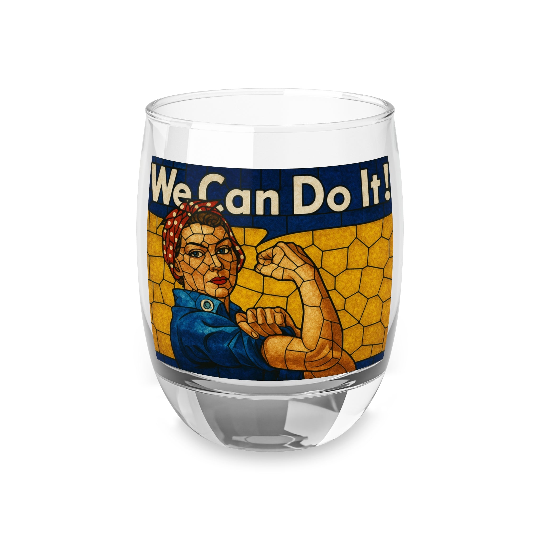 Rosie the Riveter Stained Glass Whiskey Glass