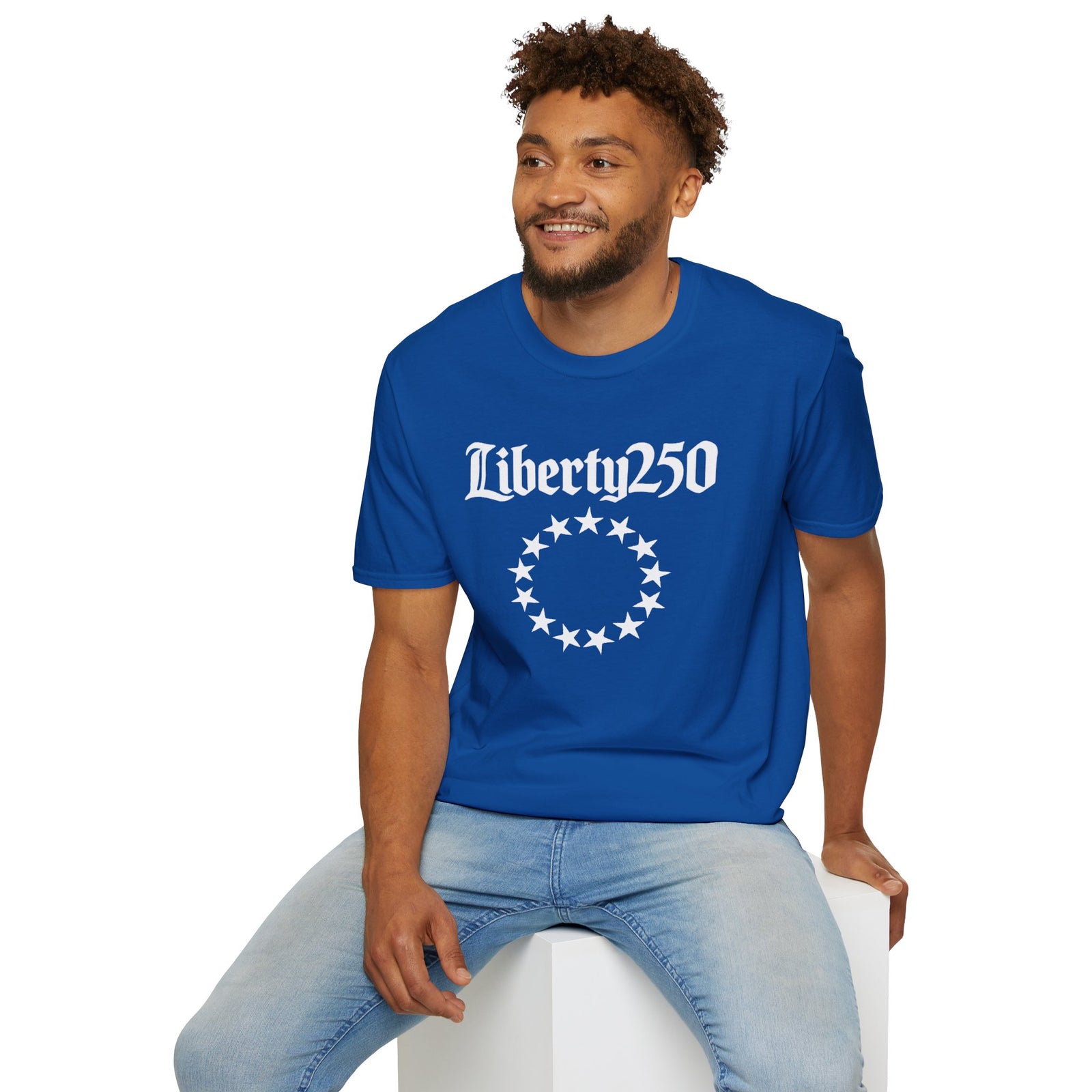 Liberty250 T-Shirt — Vintage Betsy Ross Star Circle Patriotic Tee - 4LibertyShop.com