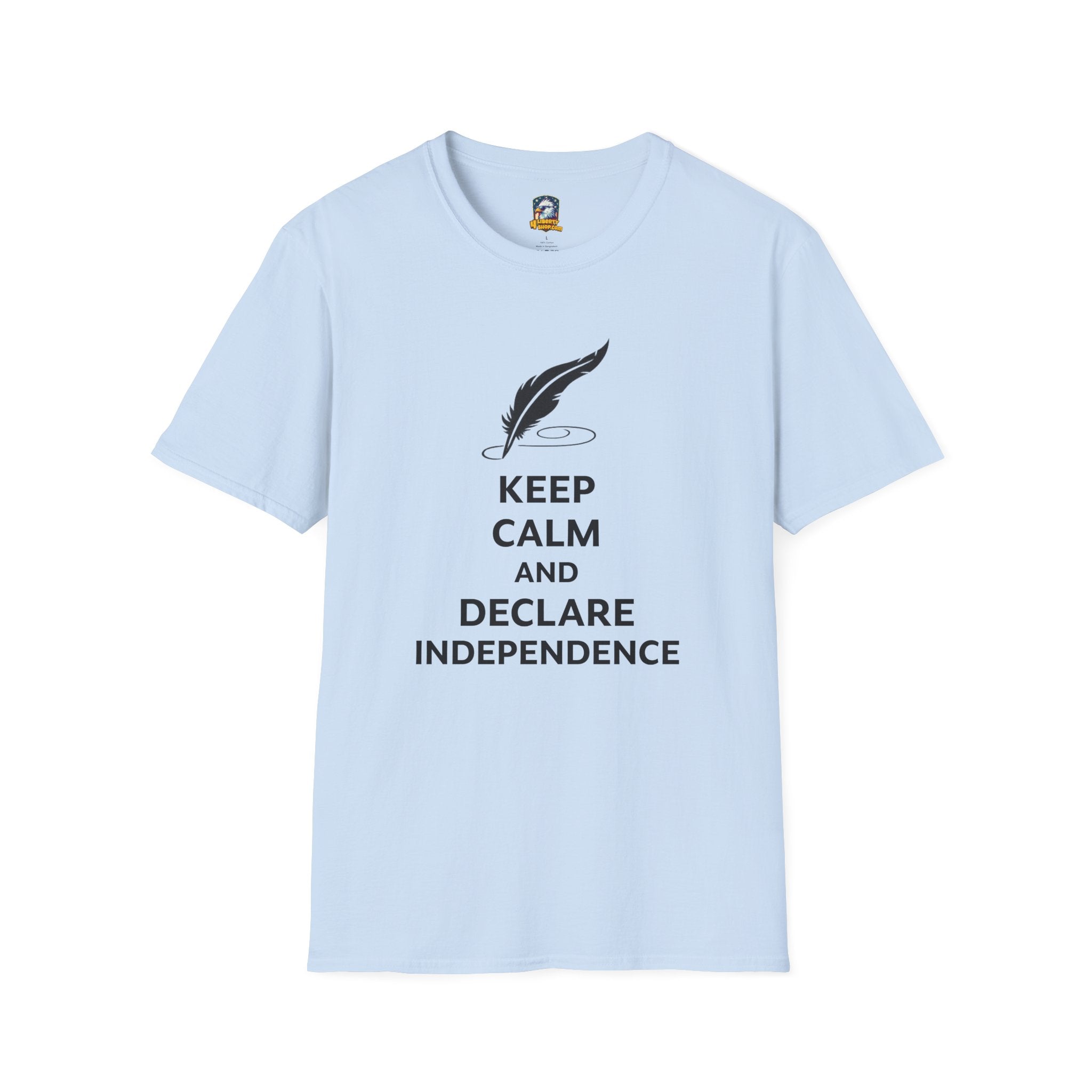 T-Shirt — "Keep Calm and Declare Independence" Quill Graphic Patriotic Tee