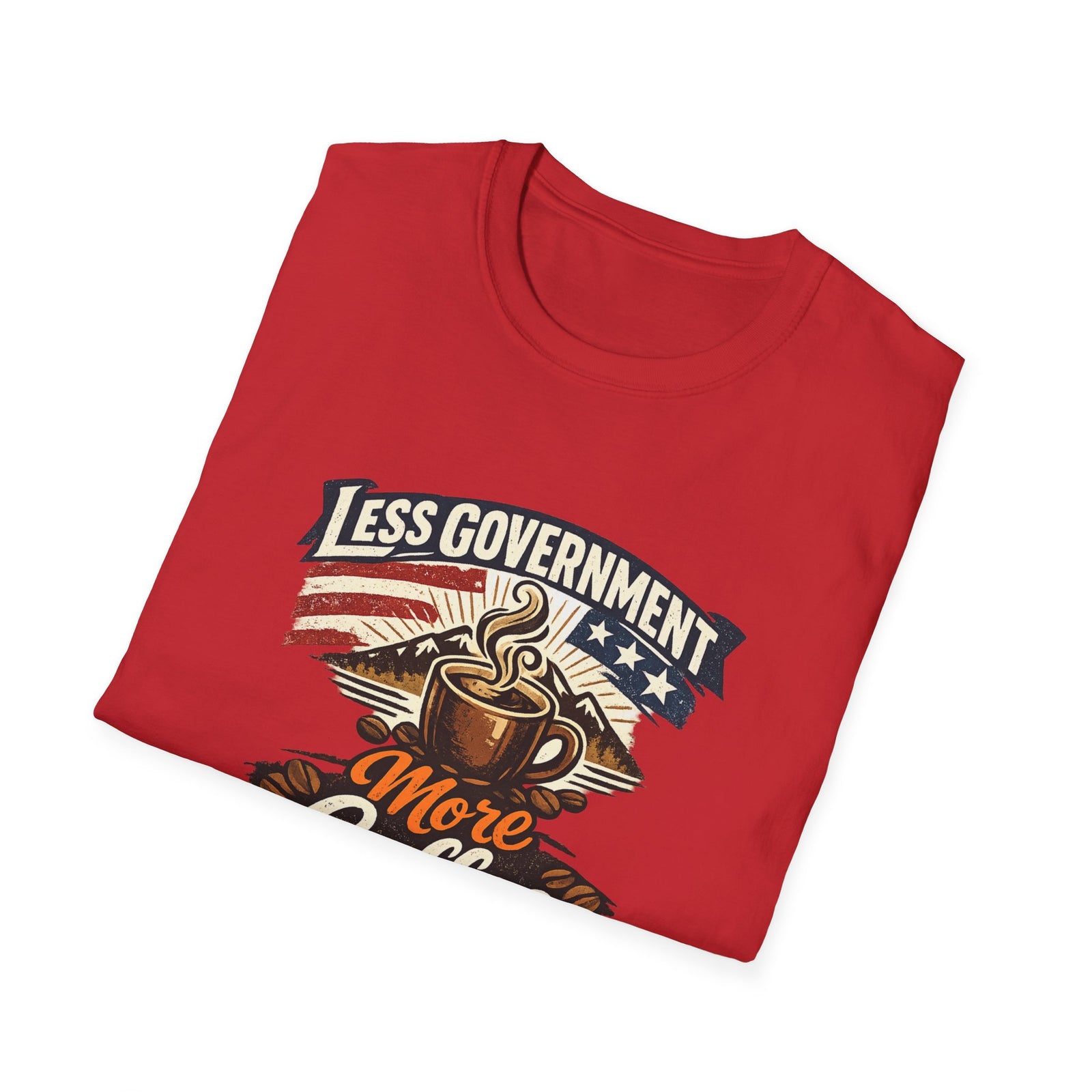 Less Government More Coffee T-Shirt — Patriotic Vintage Coffee Lover Tee - 4LibertyShop.com