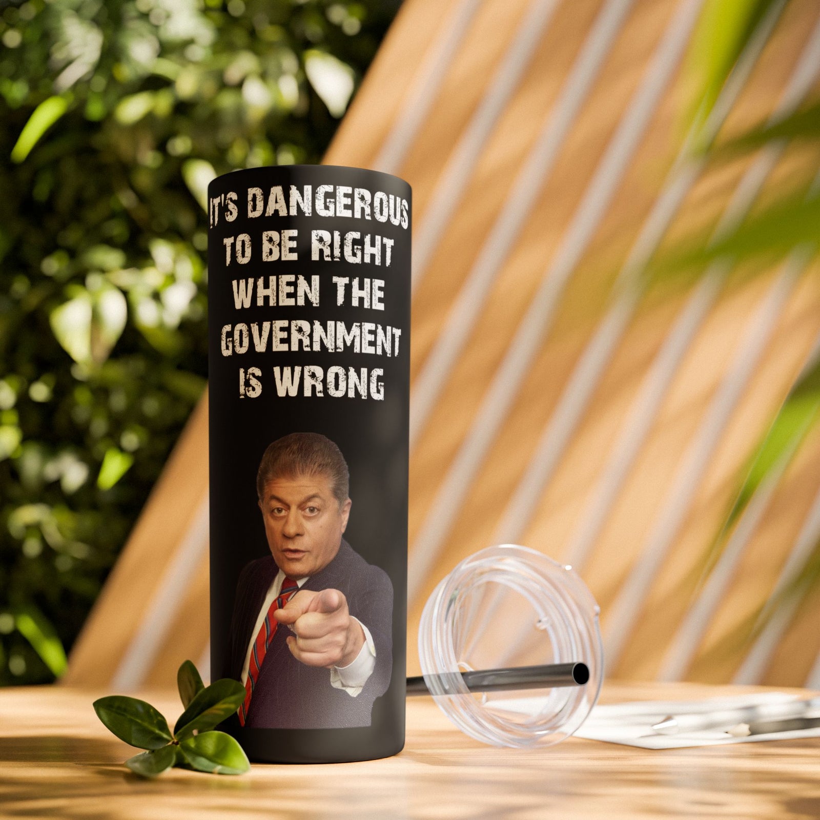 Judge Nap: It's Dangerous to Be Right Tumbler with straw, 20oz